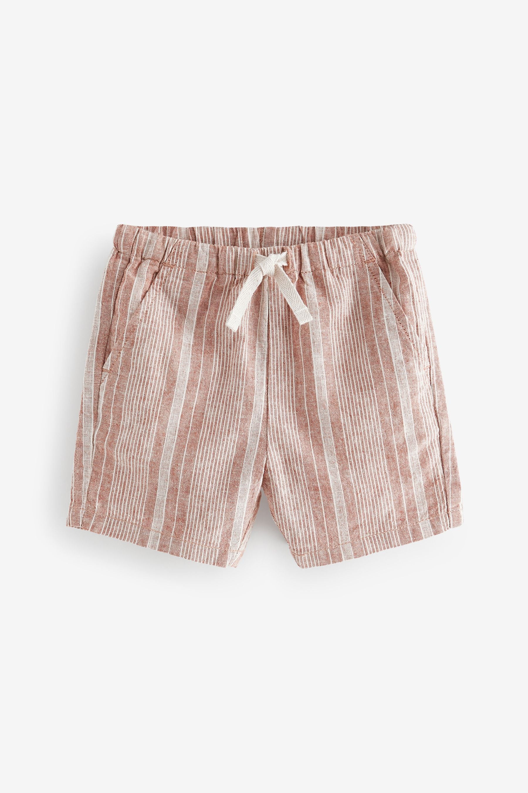 Rust Stripe Linen Blend Pull-On Shorts (3mths-7yrs)