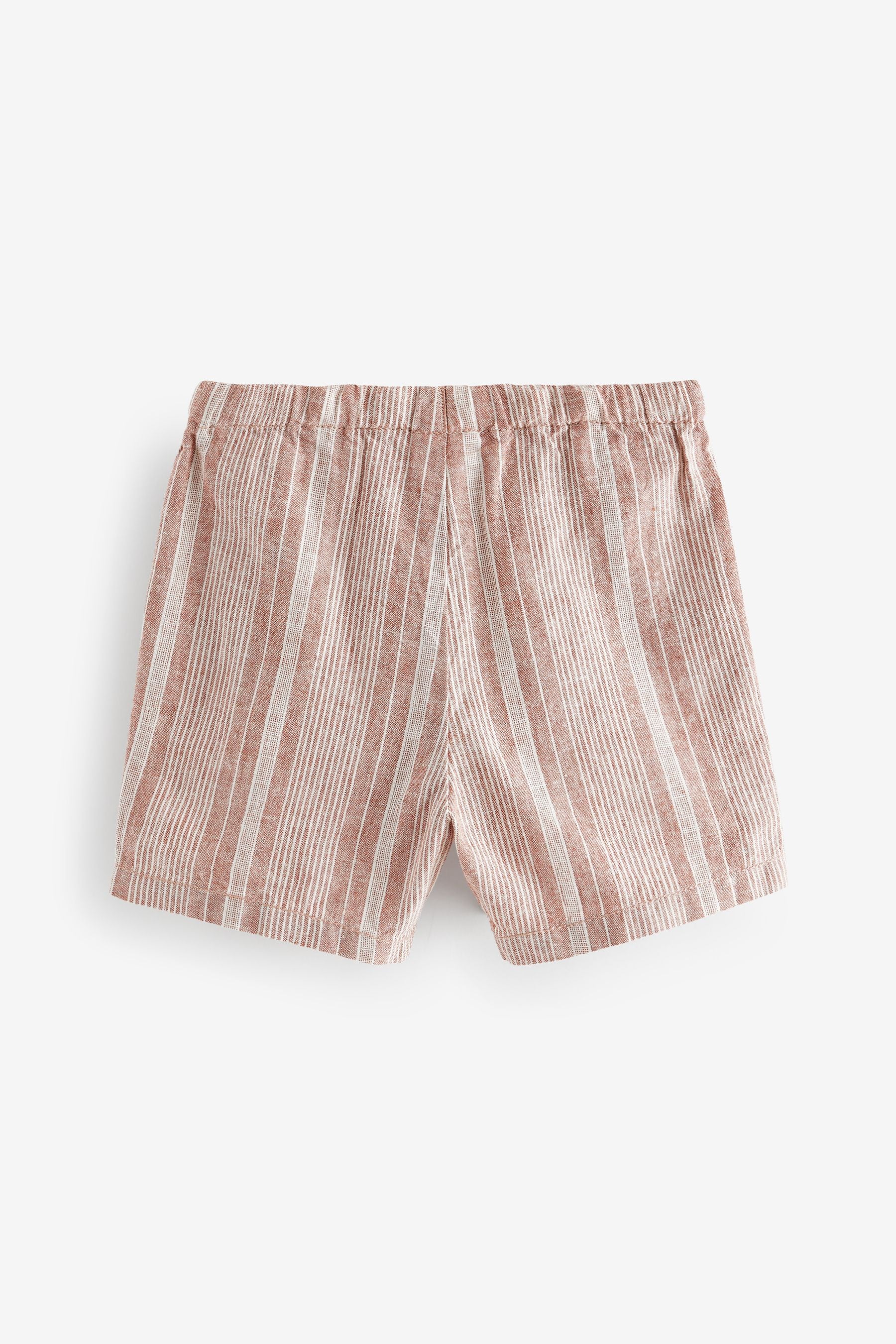 Rust Stripe Linen Blend Pull-On Shorts (3mths-7yrs)