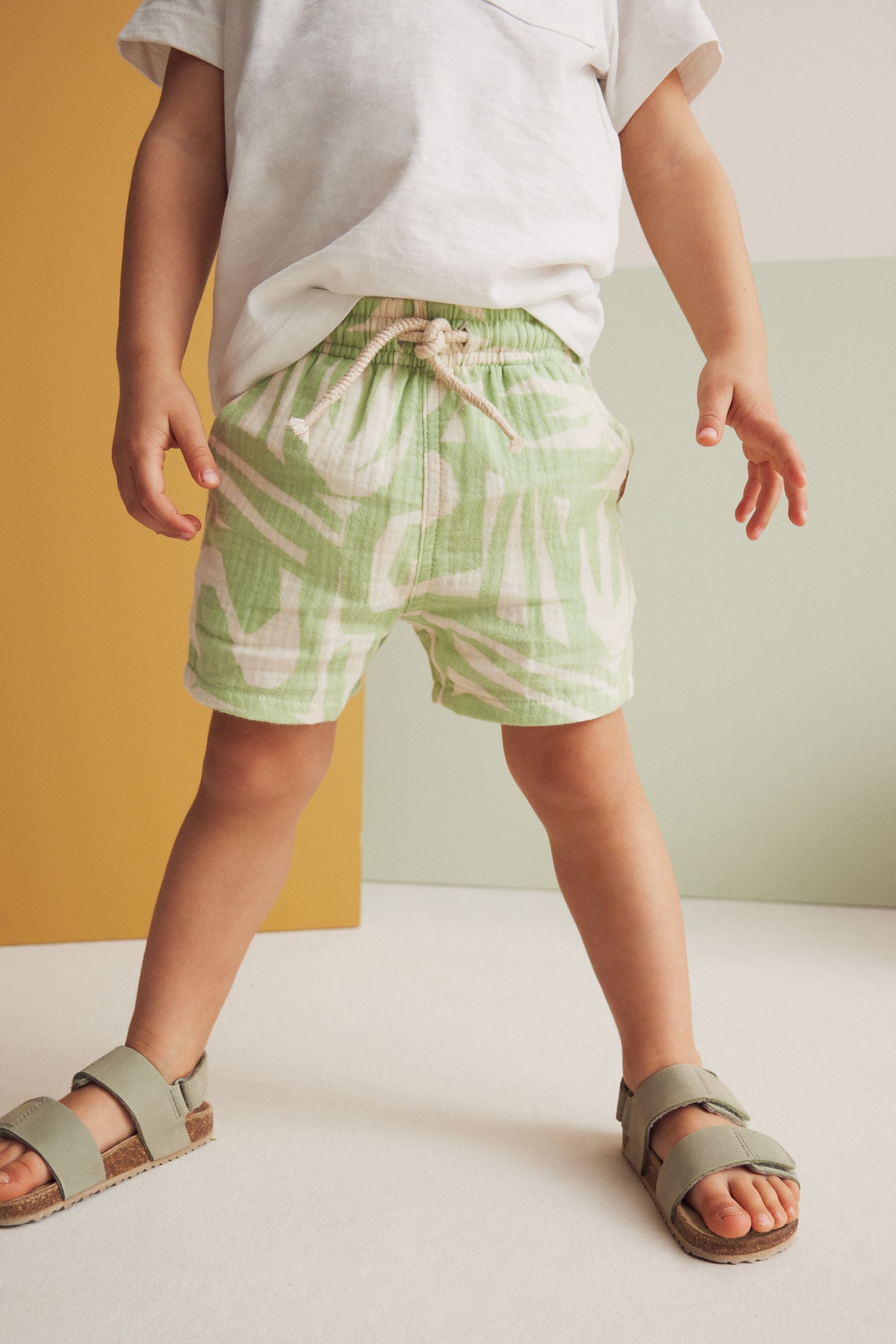 Mint Green Soft Textured Cotton Printed Shorts (3mths-7yrs)