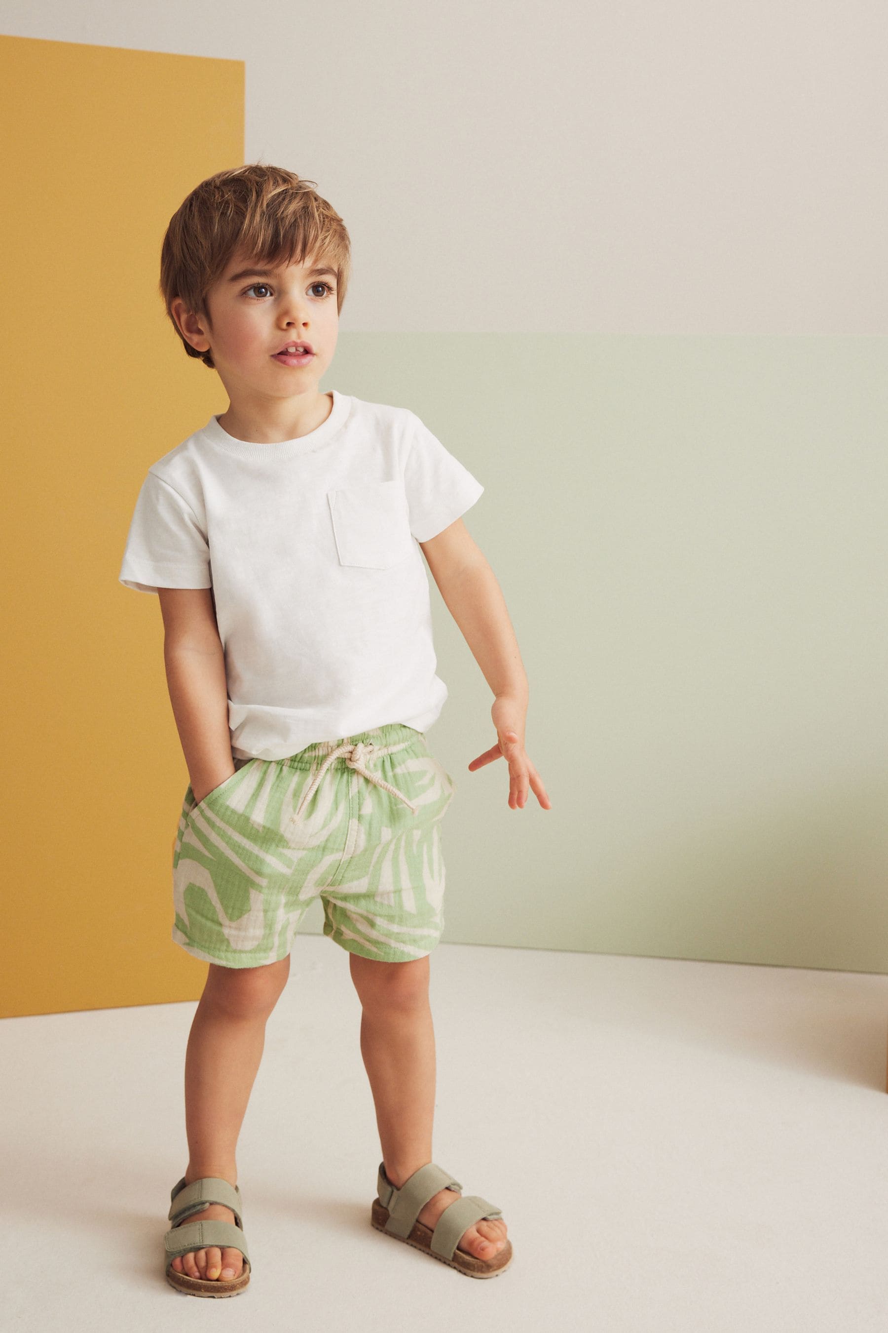 Mint Green Soft Textured Cotton Printed Shorts (3mths-7yrs)