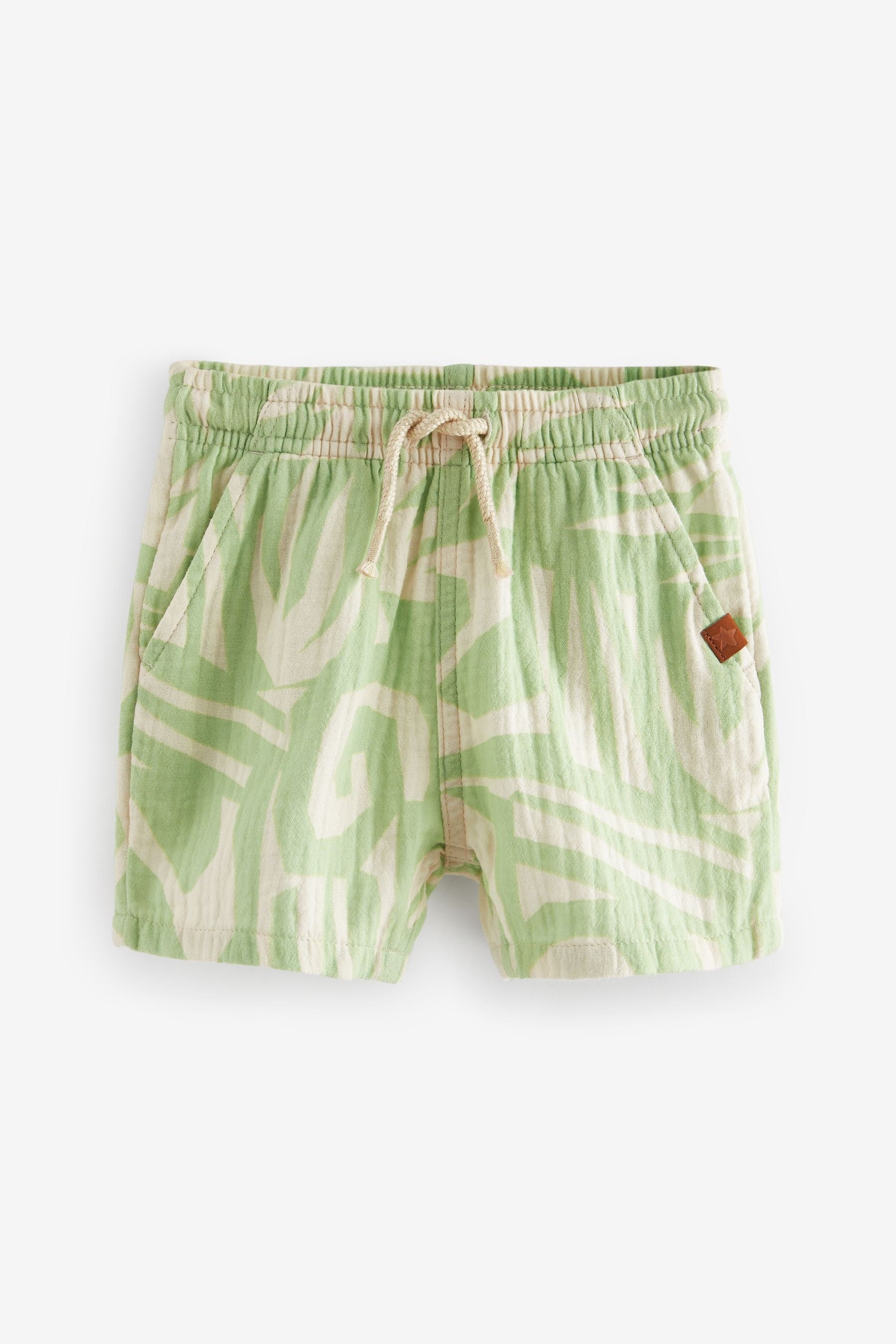 Mint Green Soft Textured Cotton Printed Shorts (3mths-7yrs)