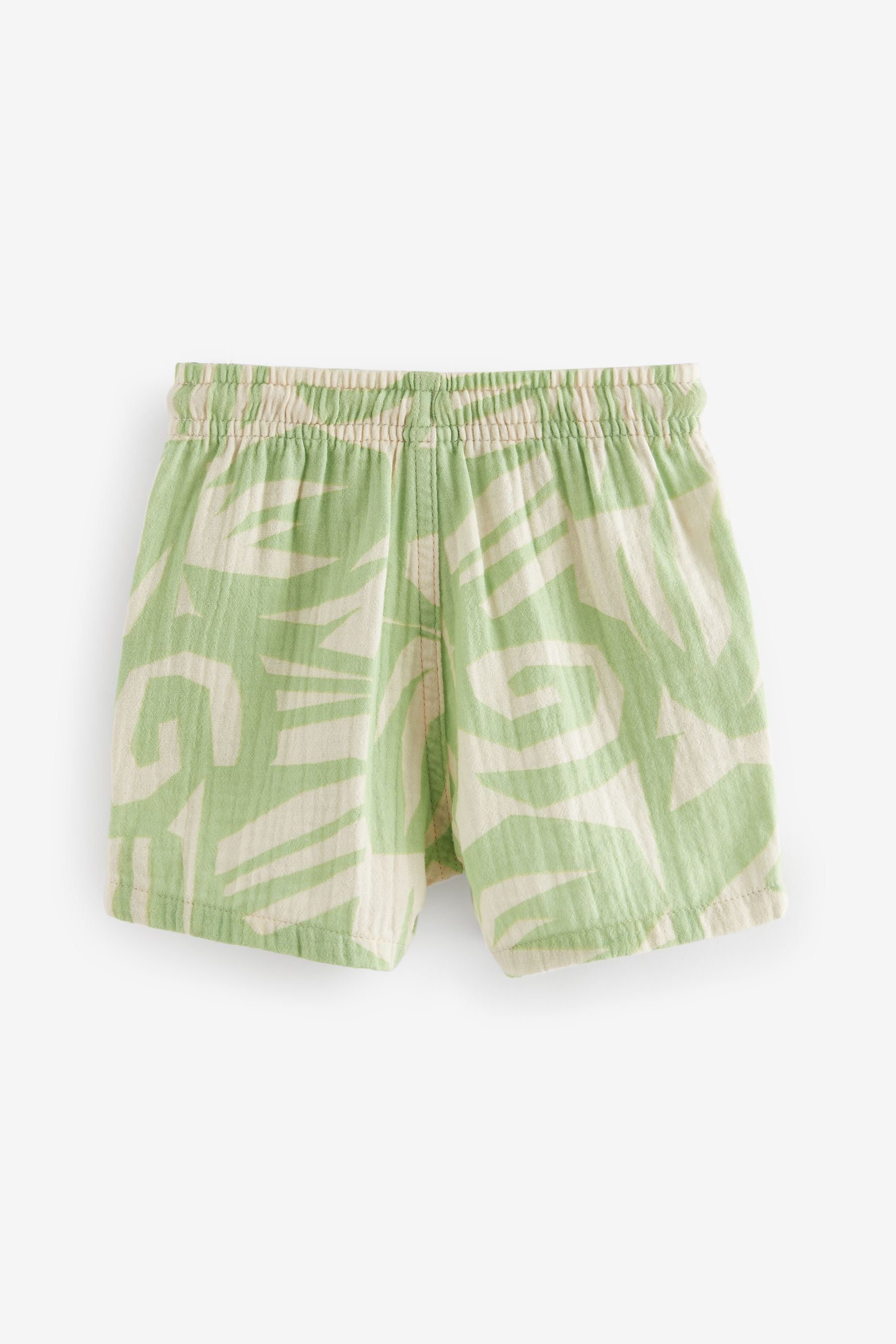 Mint Green Soft Textured Cotton Printed Shorts (3mths-7yrs)