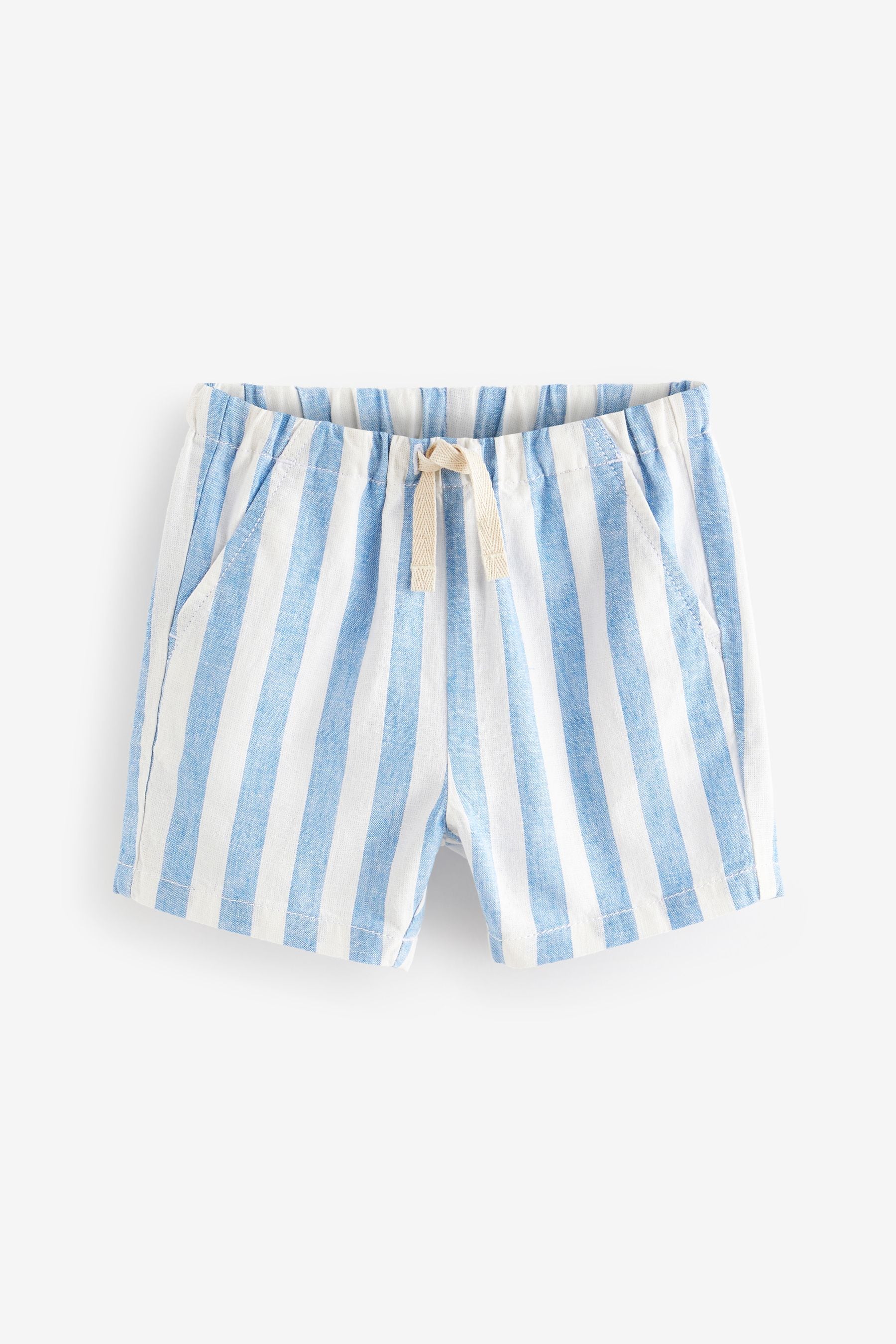 Blue Stripe Linen Blend Pull-On Shorts (3mths-7yrs)