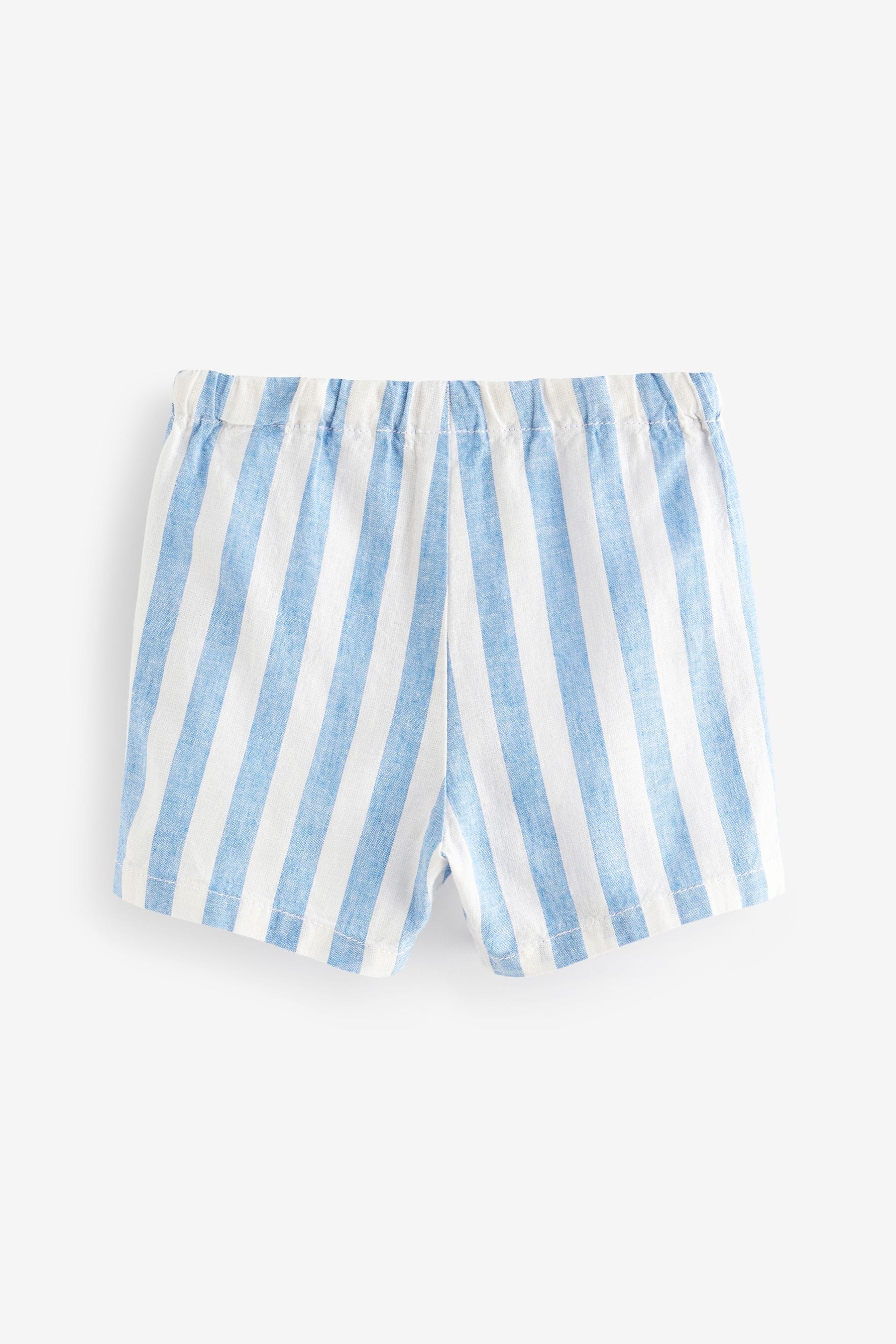 Blue Stripe Linen Blend Pull-On Shorts (3mths-7yrs)