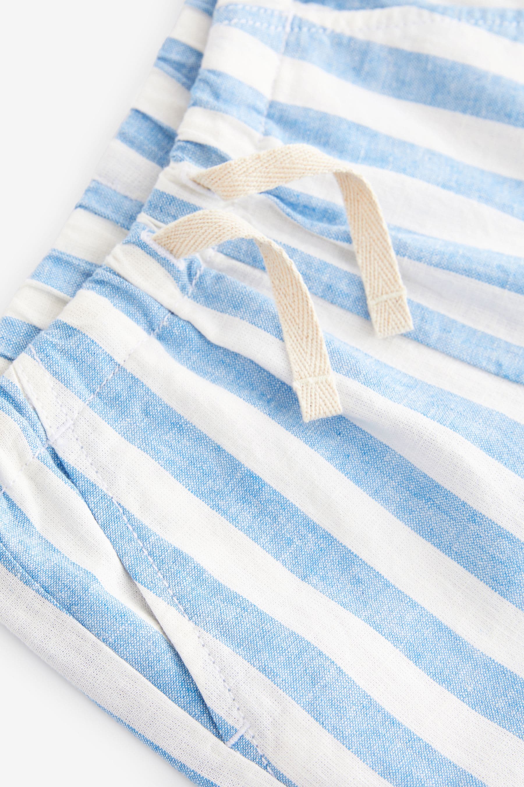 Blue Stripe Linen Blend Pull-On Shorts (3mths-7yrs)