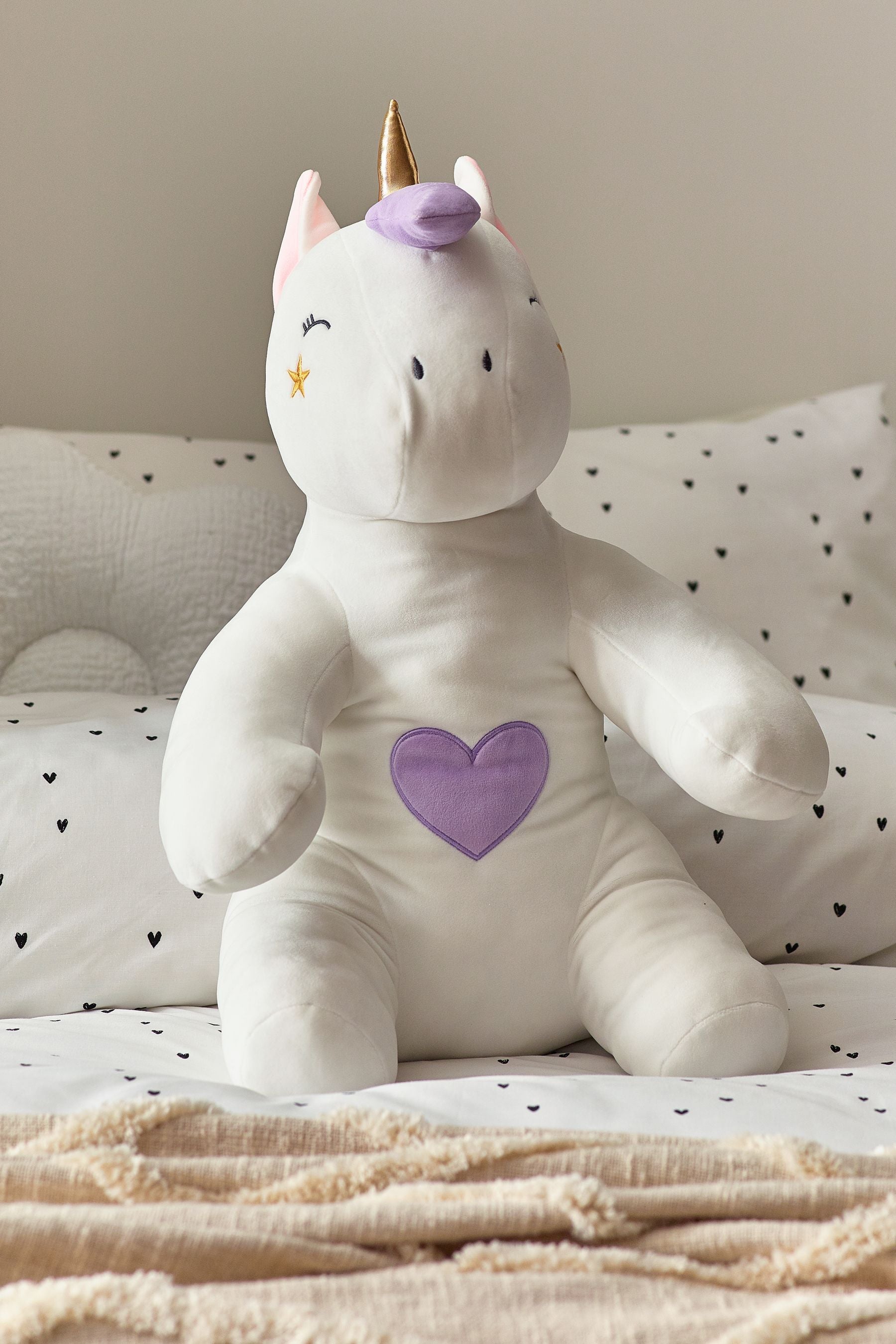 White Unicorn Extra Large Super Soft Squidge Toy Cushion