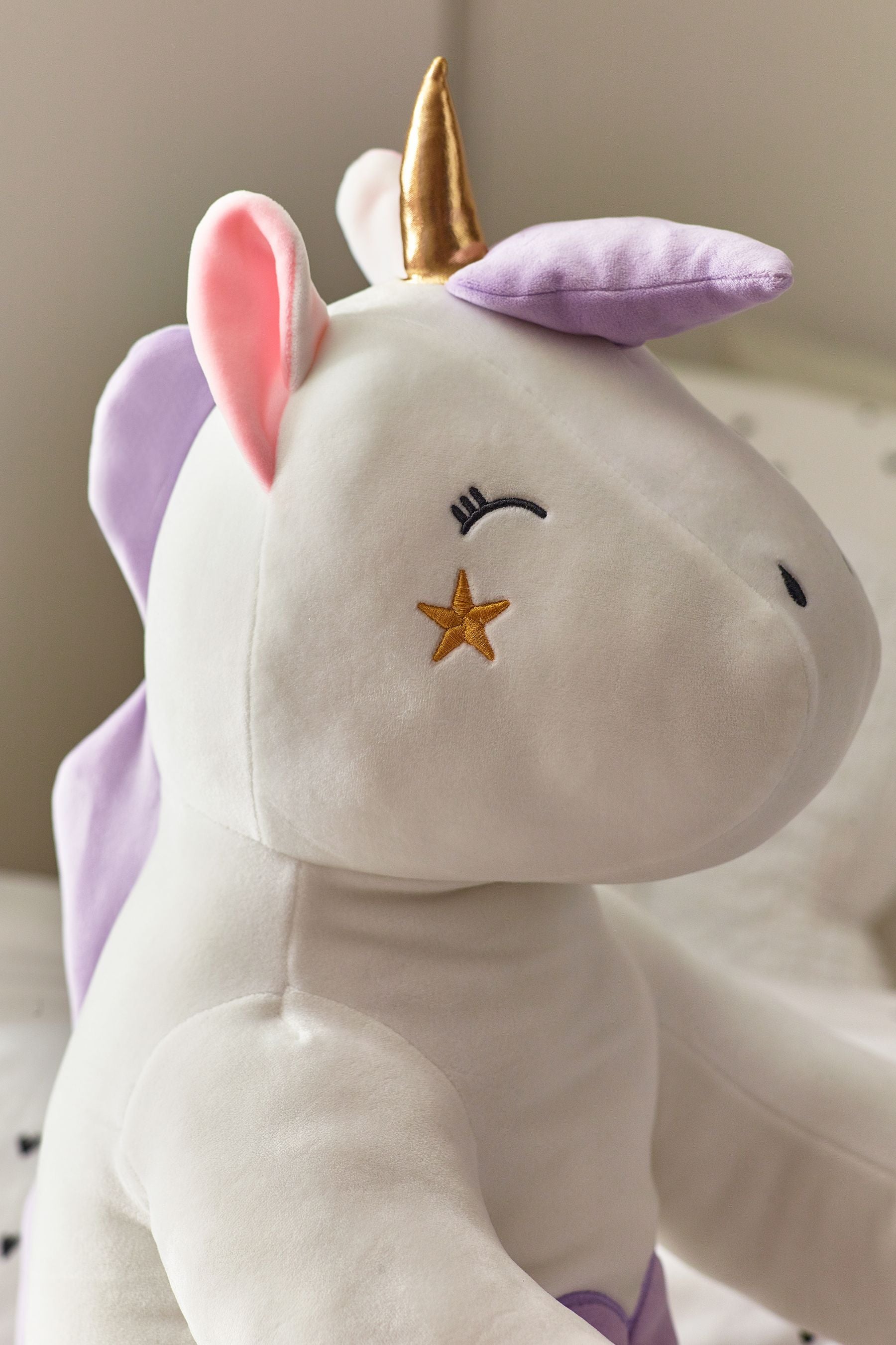 White Unicorn Extra Large Super Soft Squidge Toy Cushion