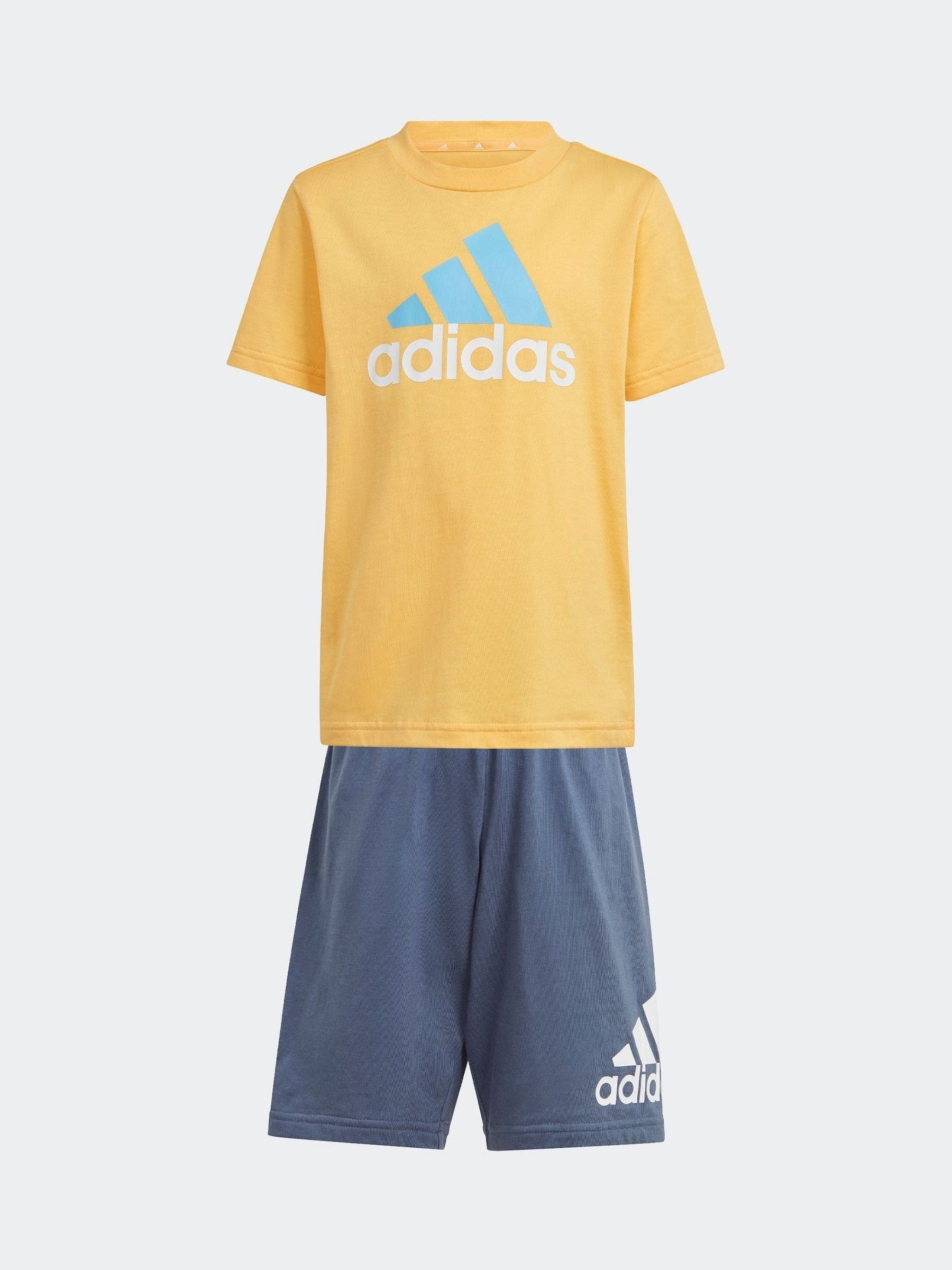 adidas Orange Kids 100% Cotton Essentials Logo T-Shirt and Short Set