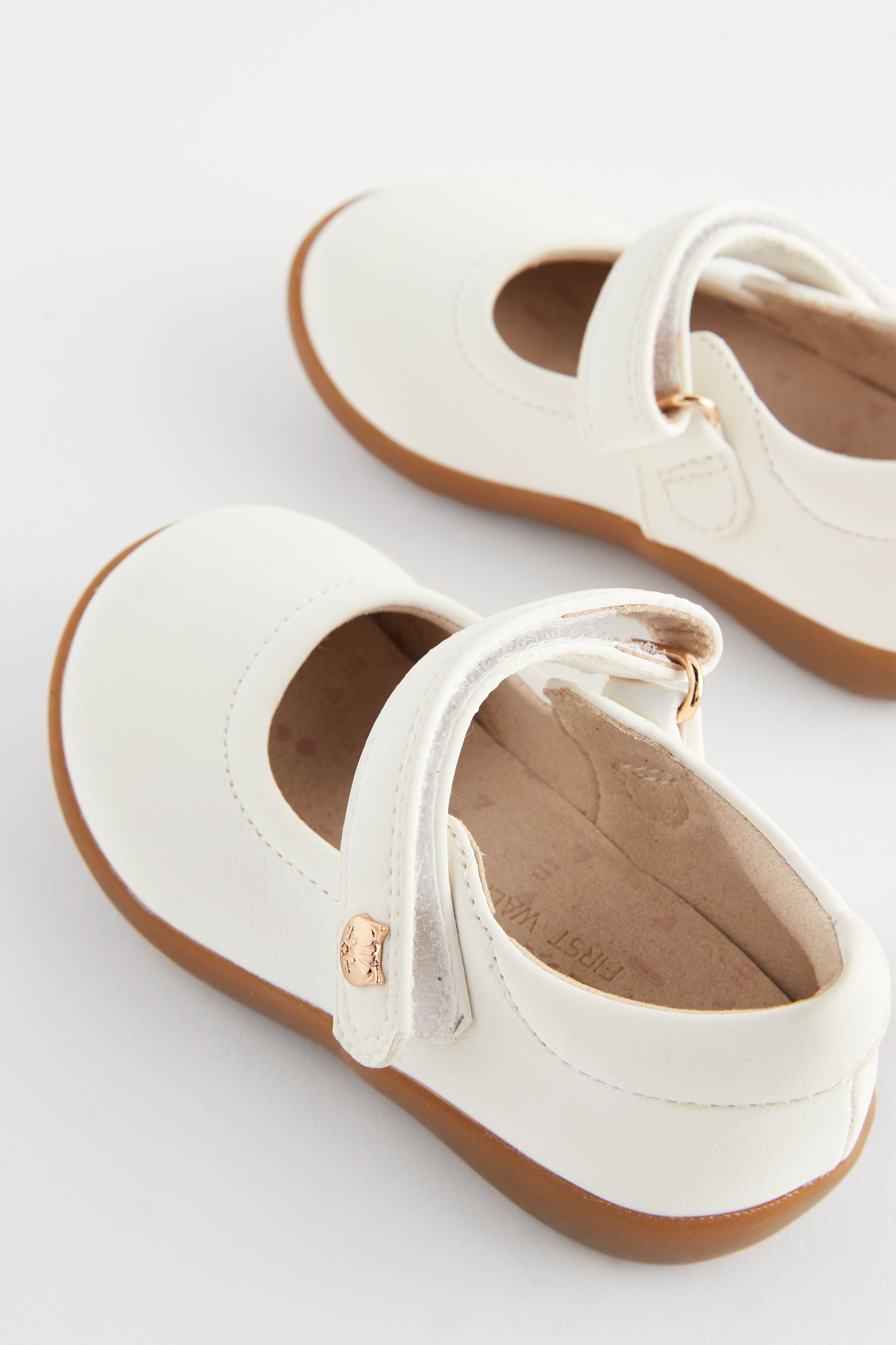 White Wide Fit (G) First Walker Mary Jane Shoes