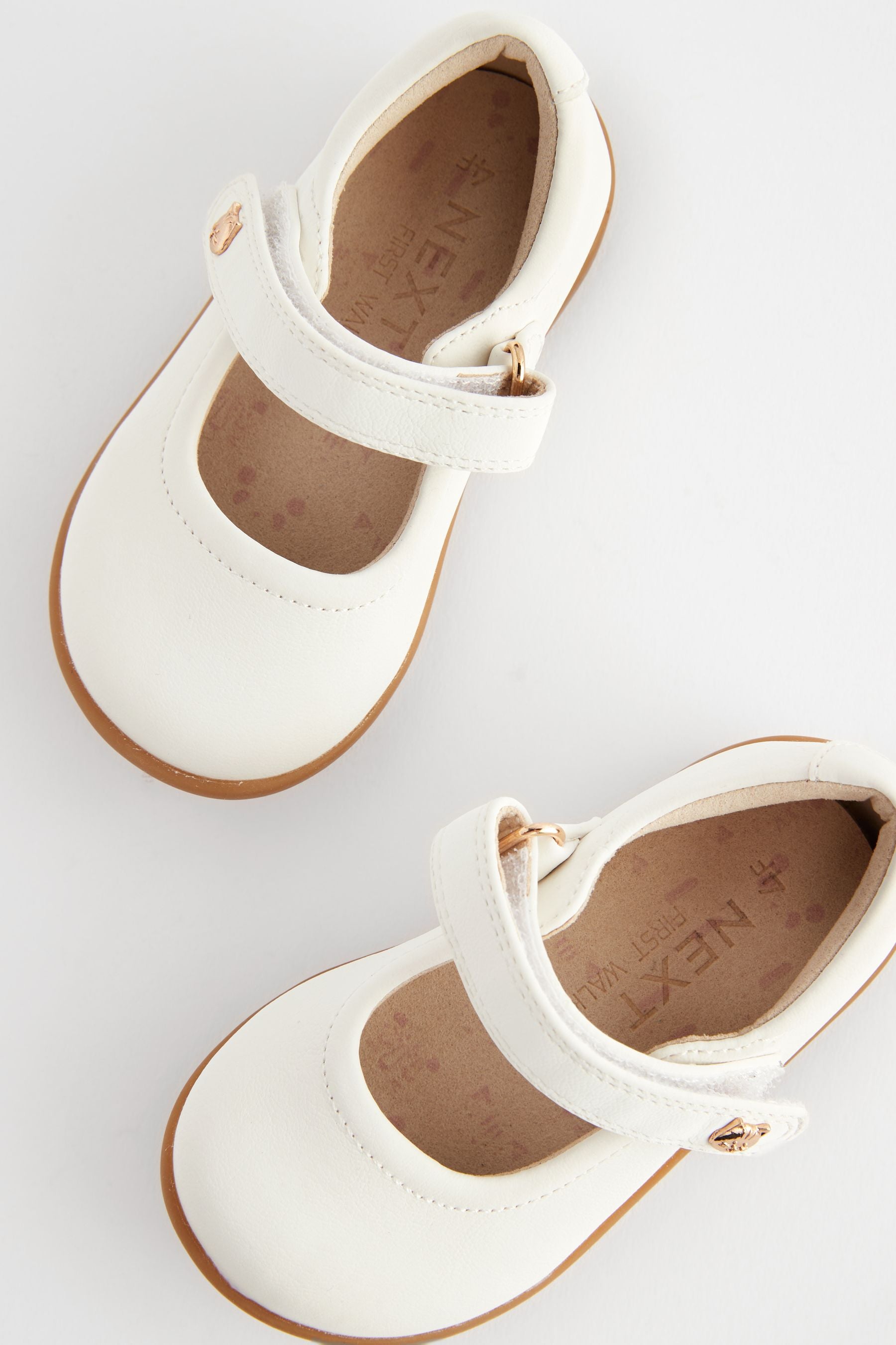 White Wide Fit (G) First Walker Mary Jane Shoes