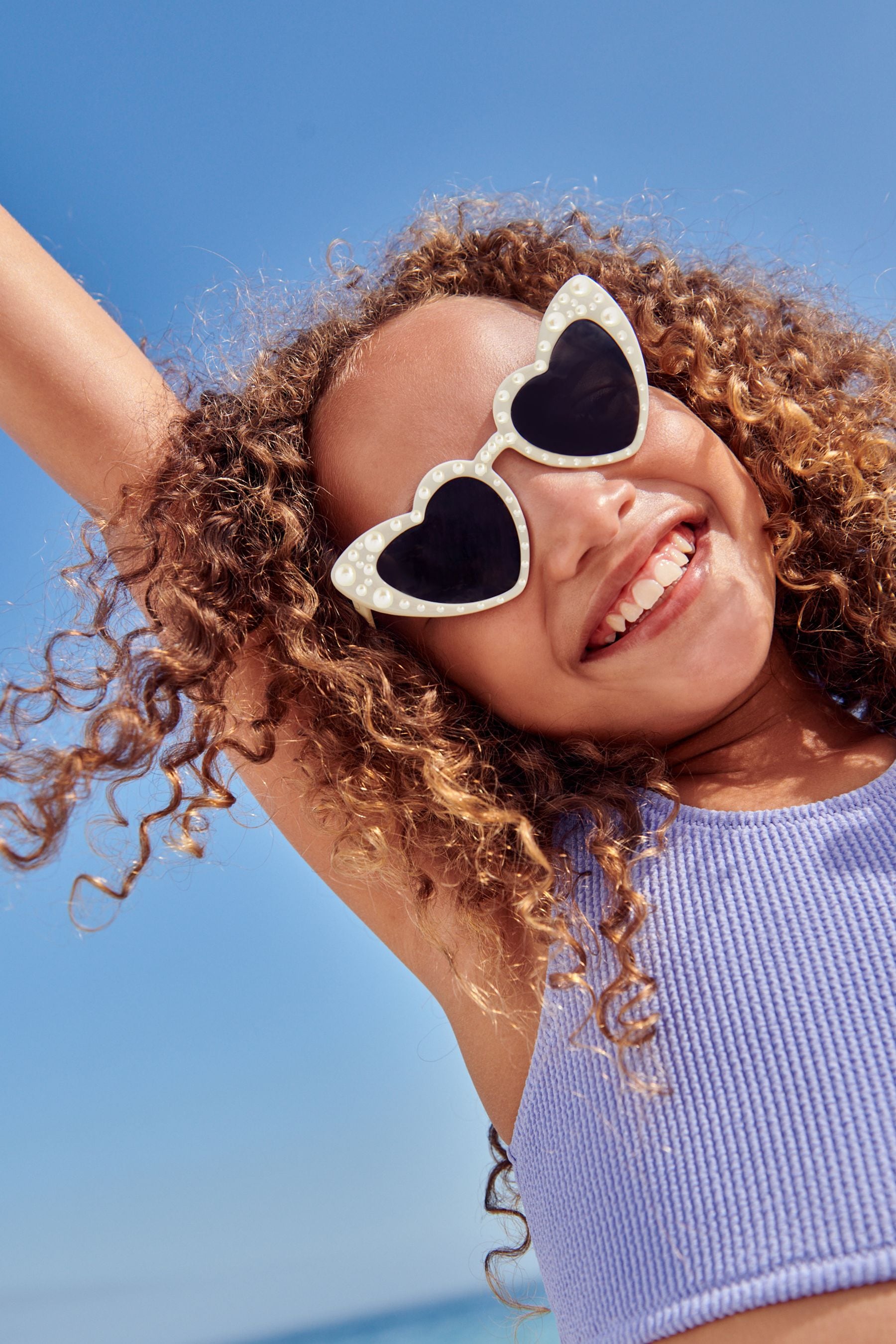 White Kids Beaded Sunglasses