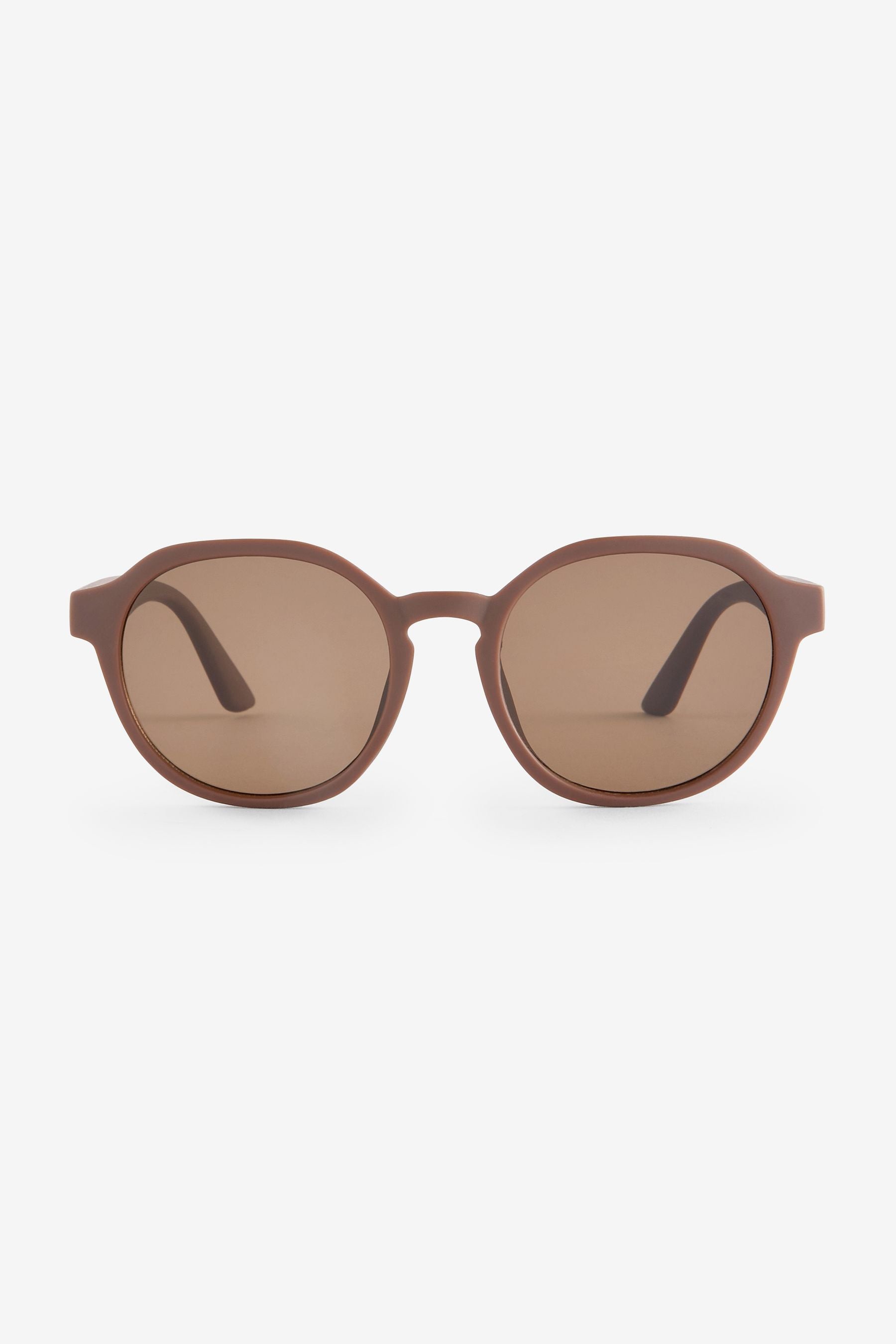 Brown Round Frame Sunglasses