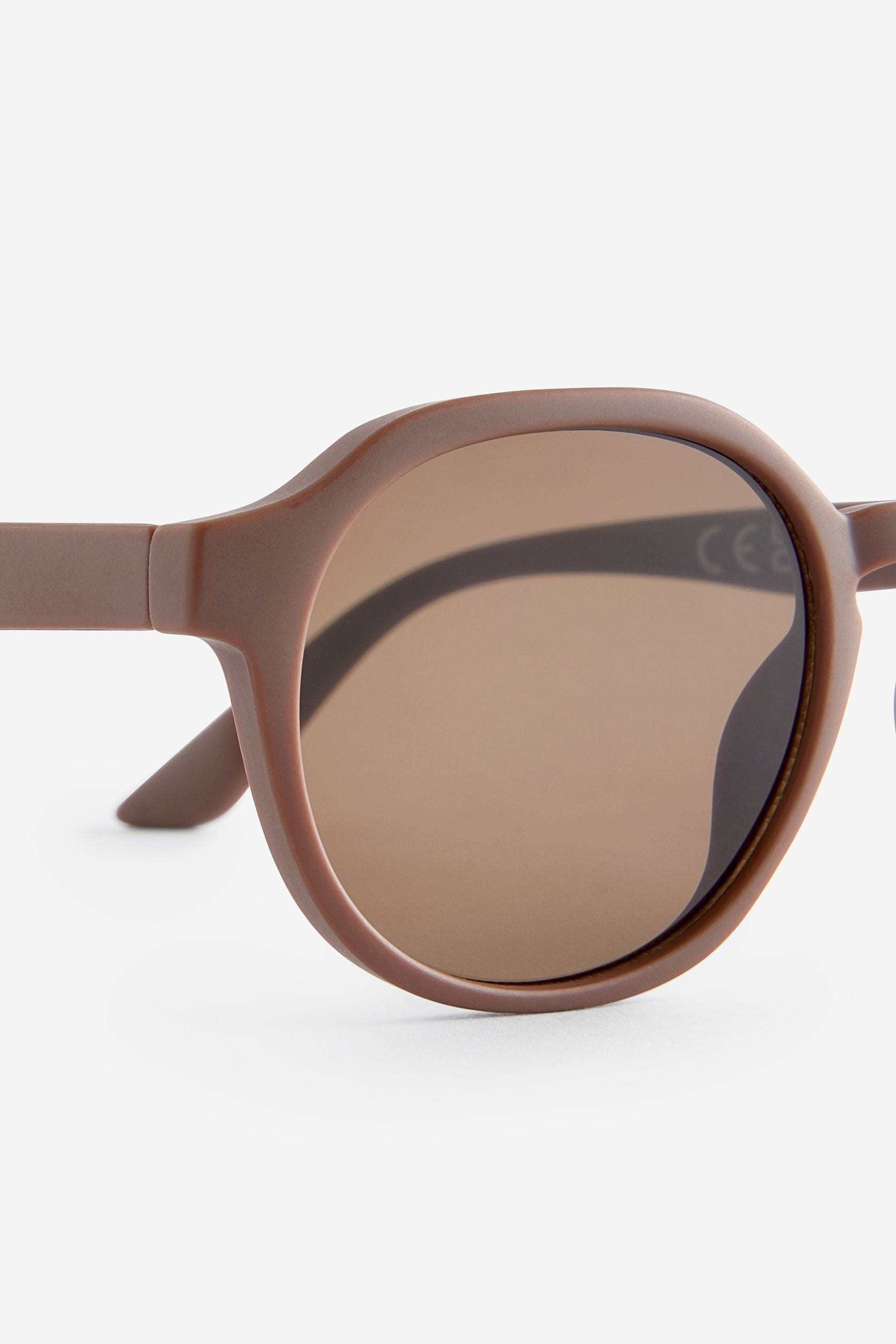 Brown Round Frame Sunglasses