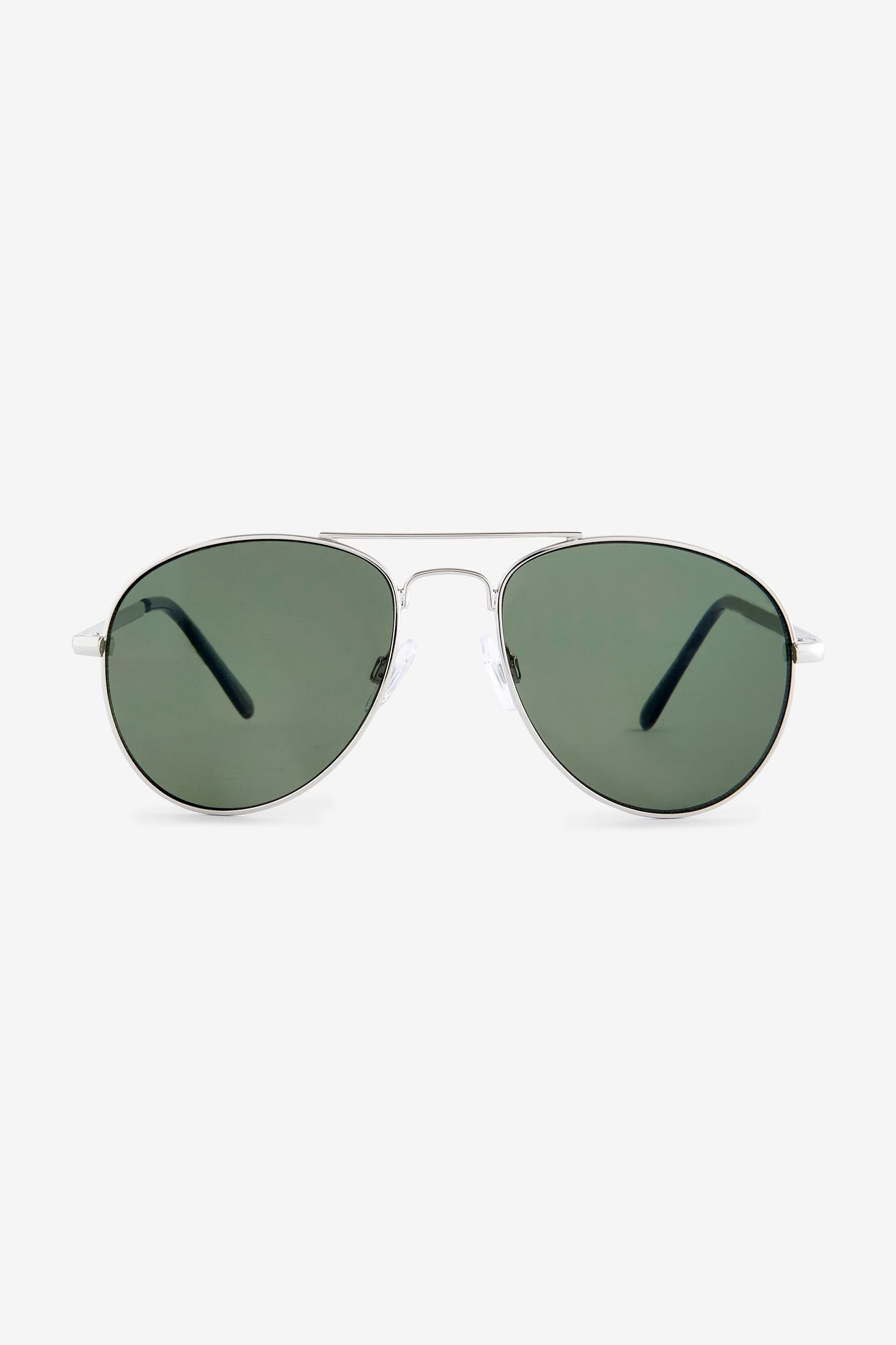 Silver/Khaki Aviator Style Sunglasses