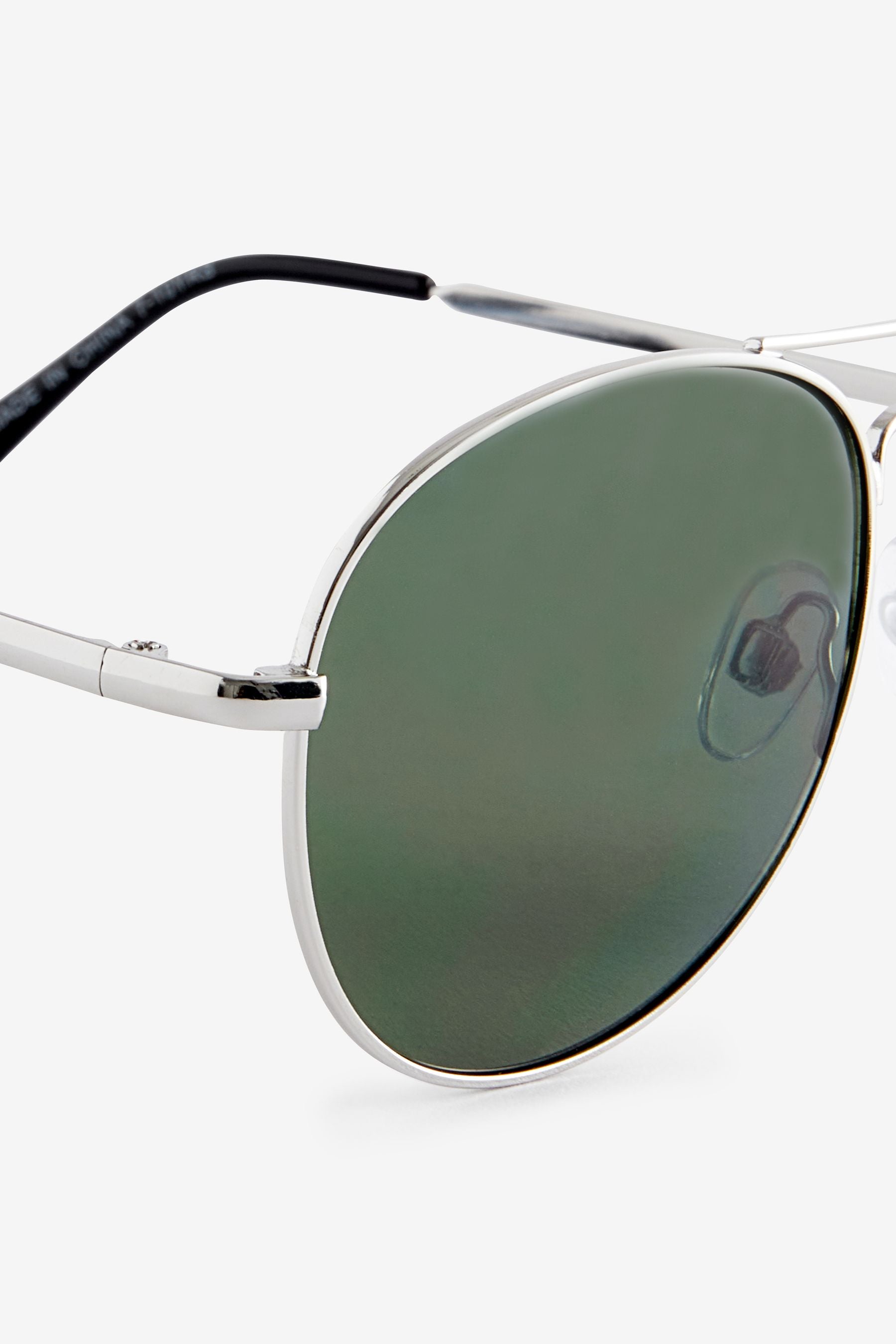 Silver/Khaki Aviator Style Sunglasses