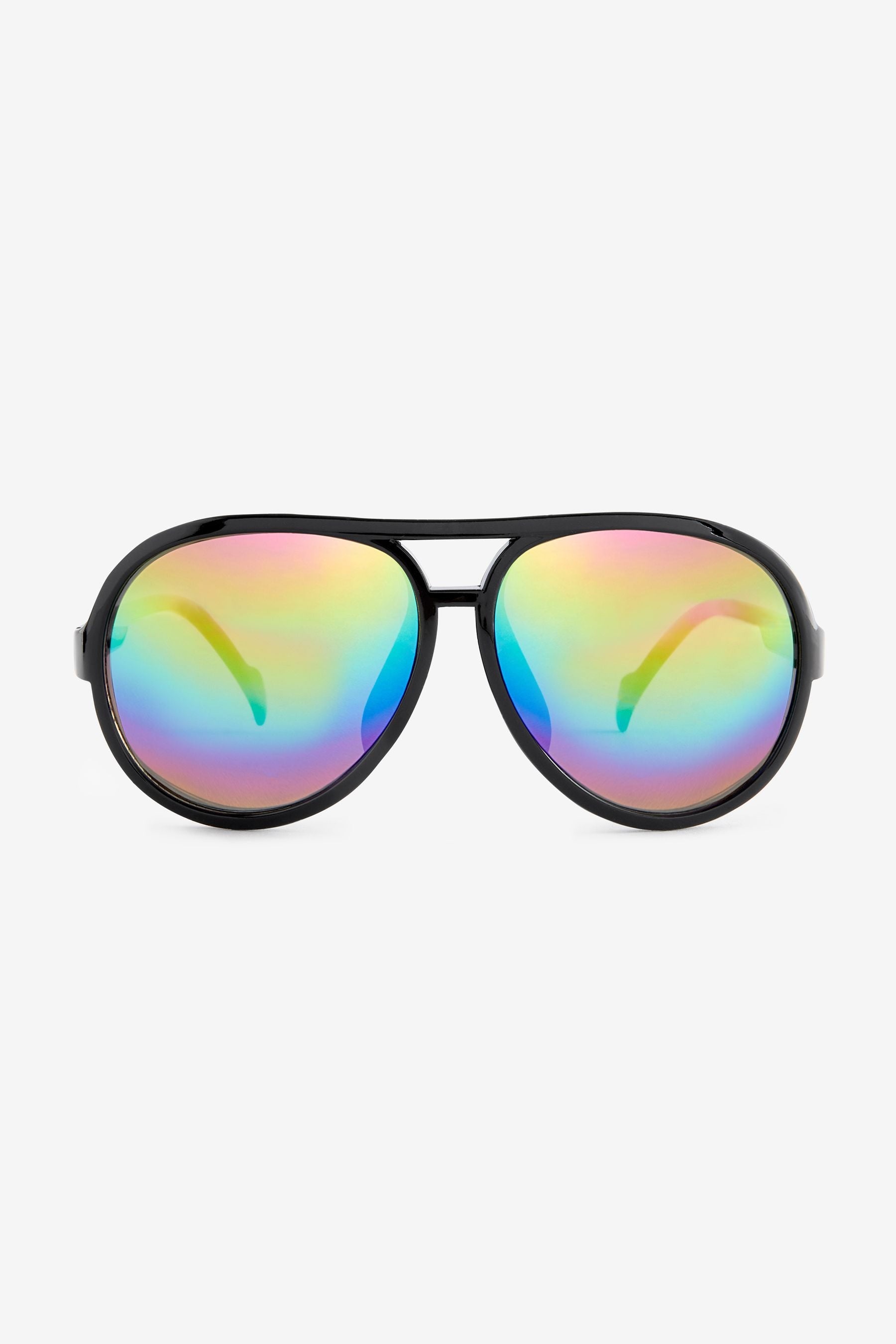 Black/Rainbow Aviator Style Sunglasses