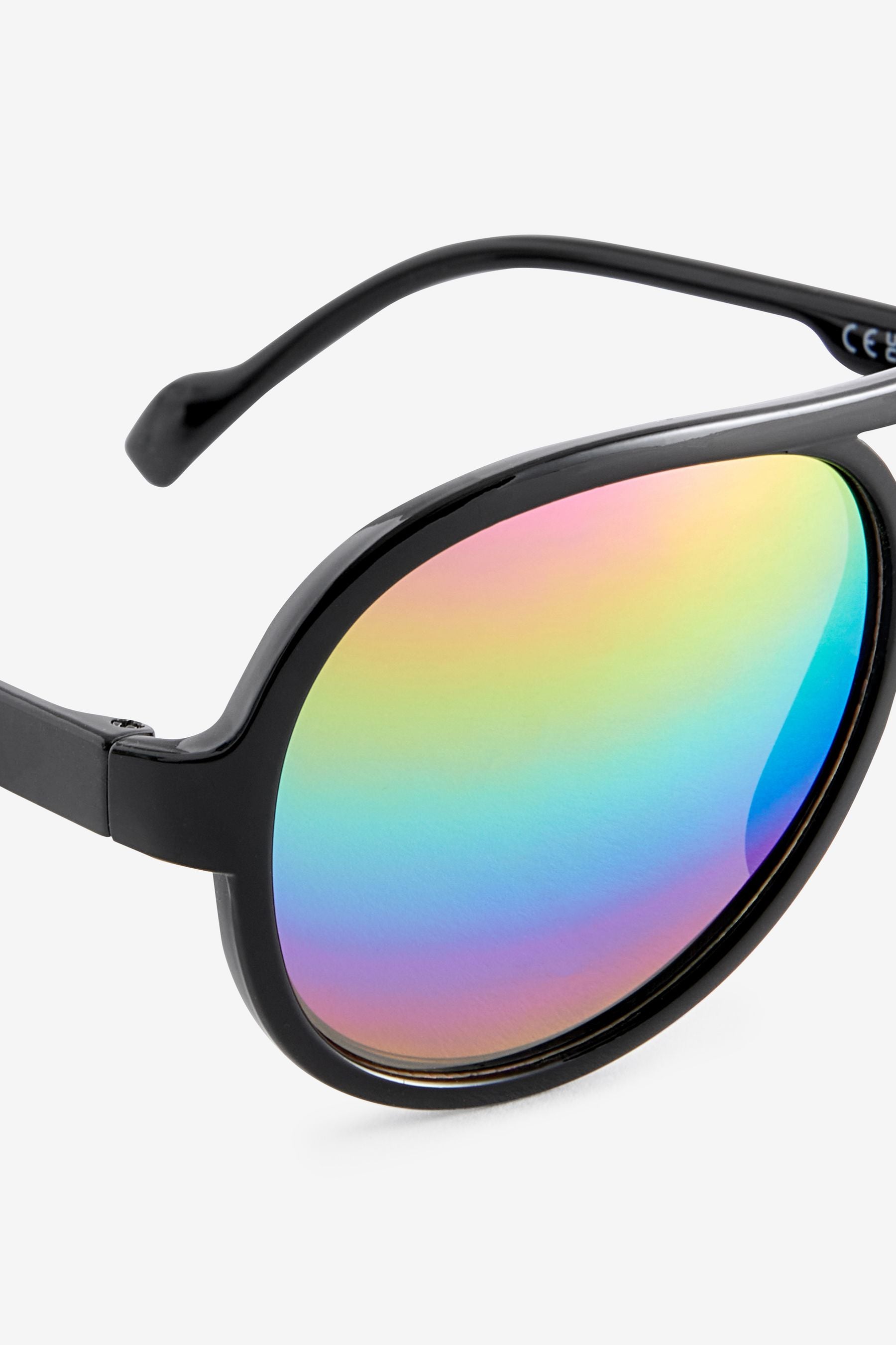 Black/Rainbow Aviator Style Sunglasses