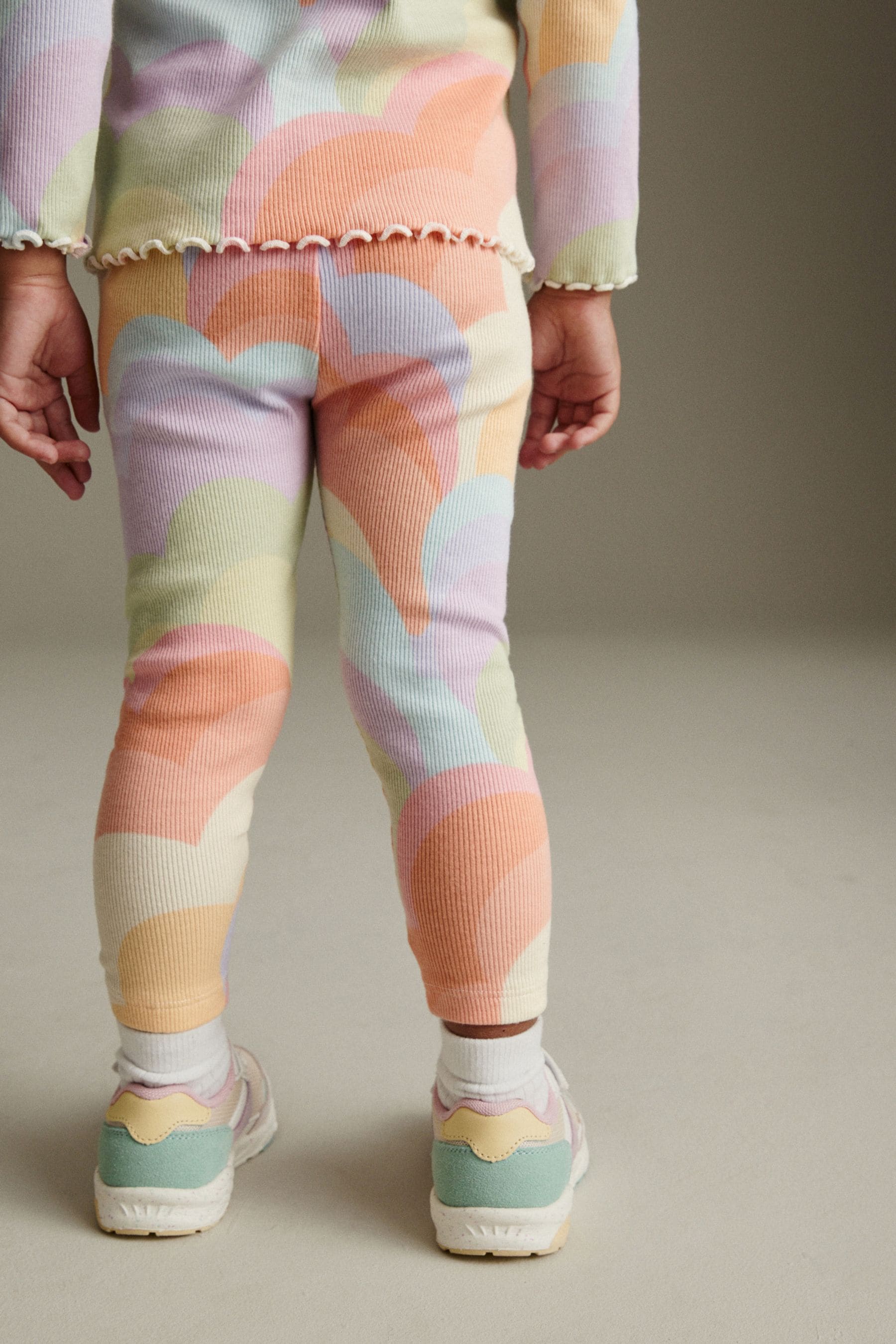 Peach Pink Rainbow Rib Jersey Leggings (3mths-7yrs)