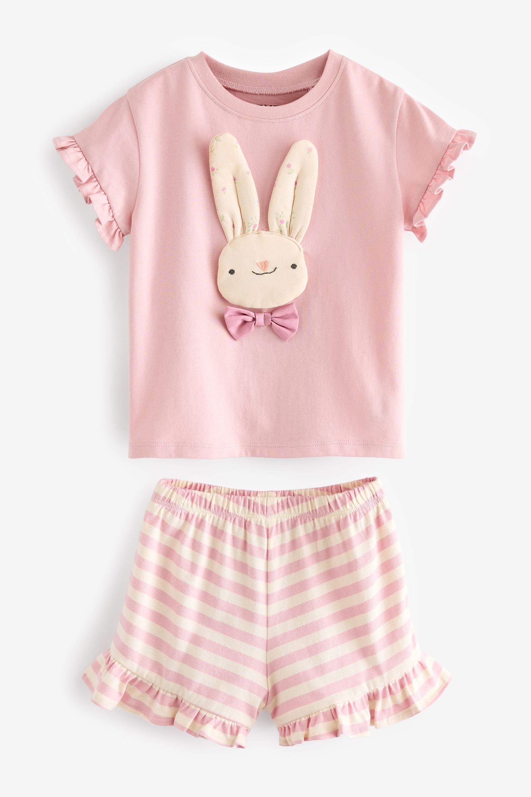 Pink Bunny Character Frill Short Set (3mths-7yrs)