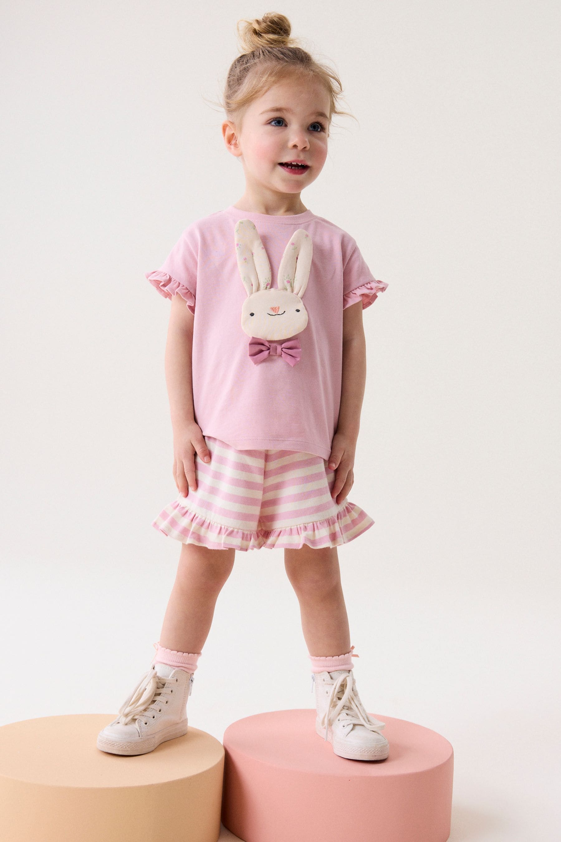 Pink Bunny Character Frill Short Set (3mths-7yrs)