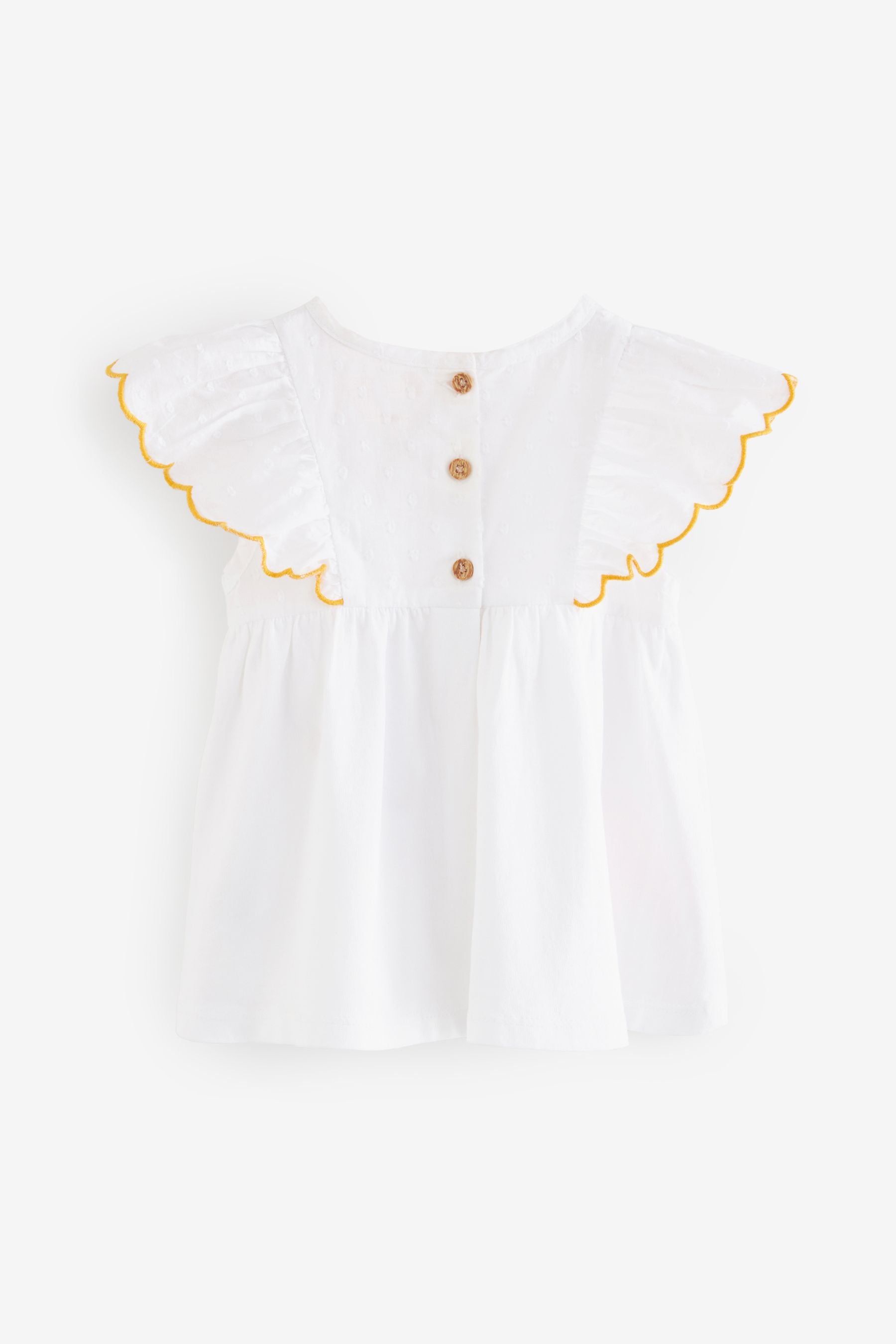 White Orange Flower Short Sleeve Blouse (3mths-7yrs)