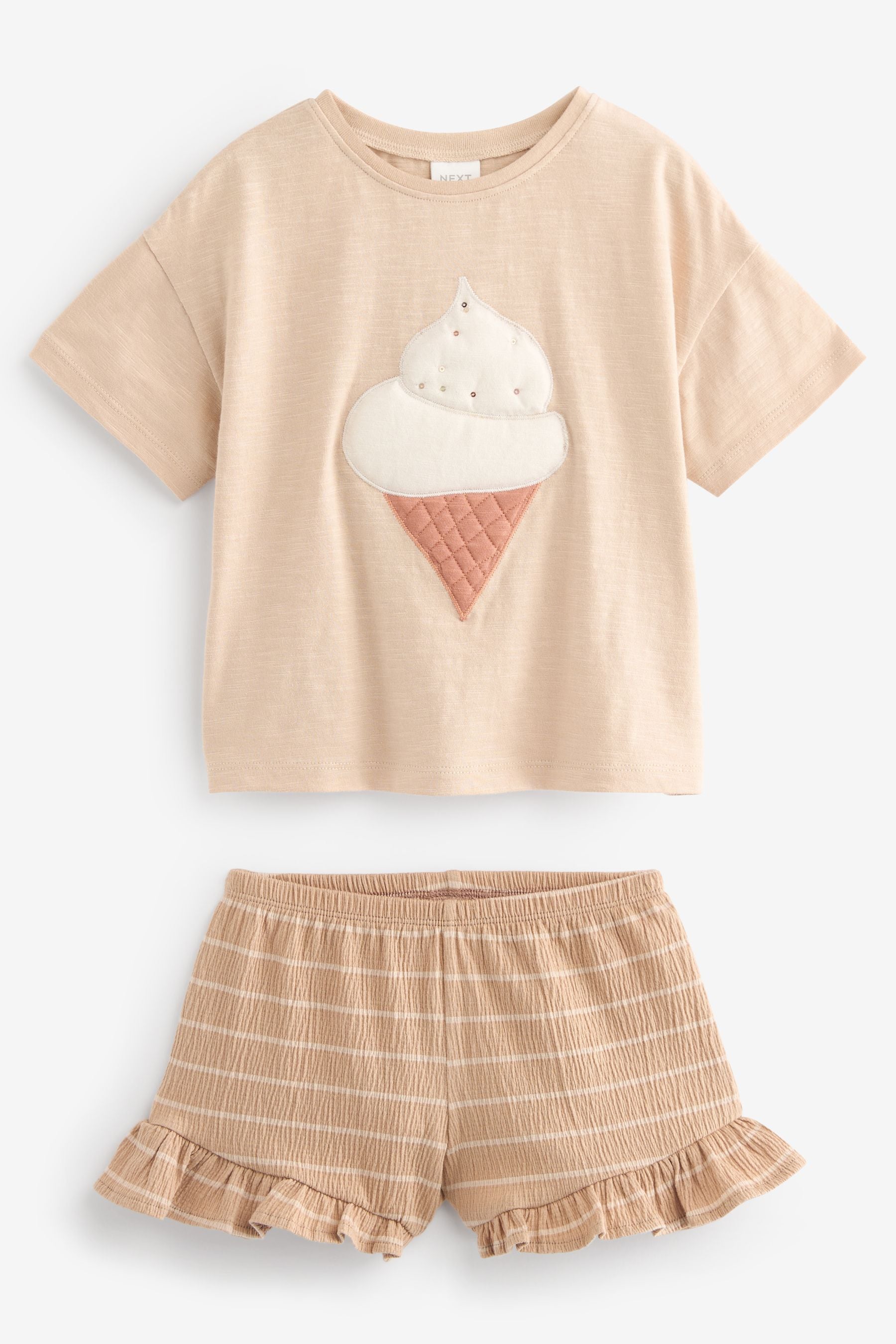 Pale Pink Ice Cream Frill Short Set (3mths-7yrs)