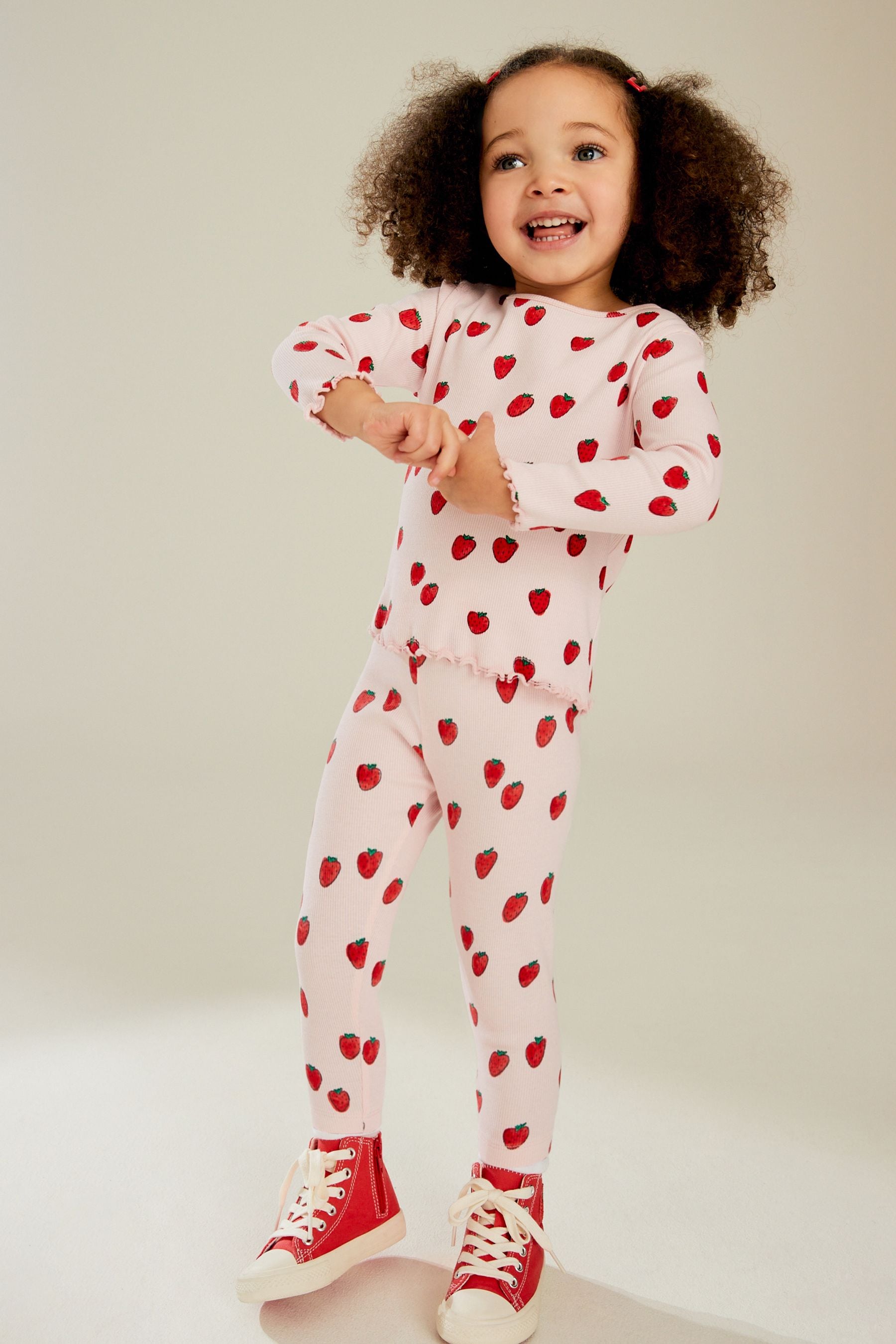 Pink Strawberry Rib Leggings (3mths-7yrs)