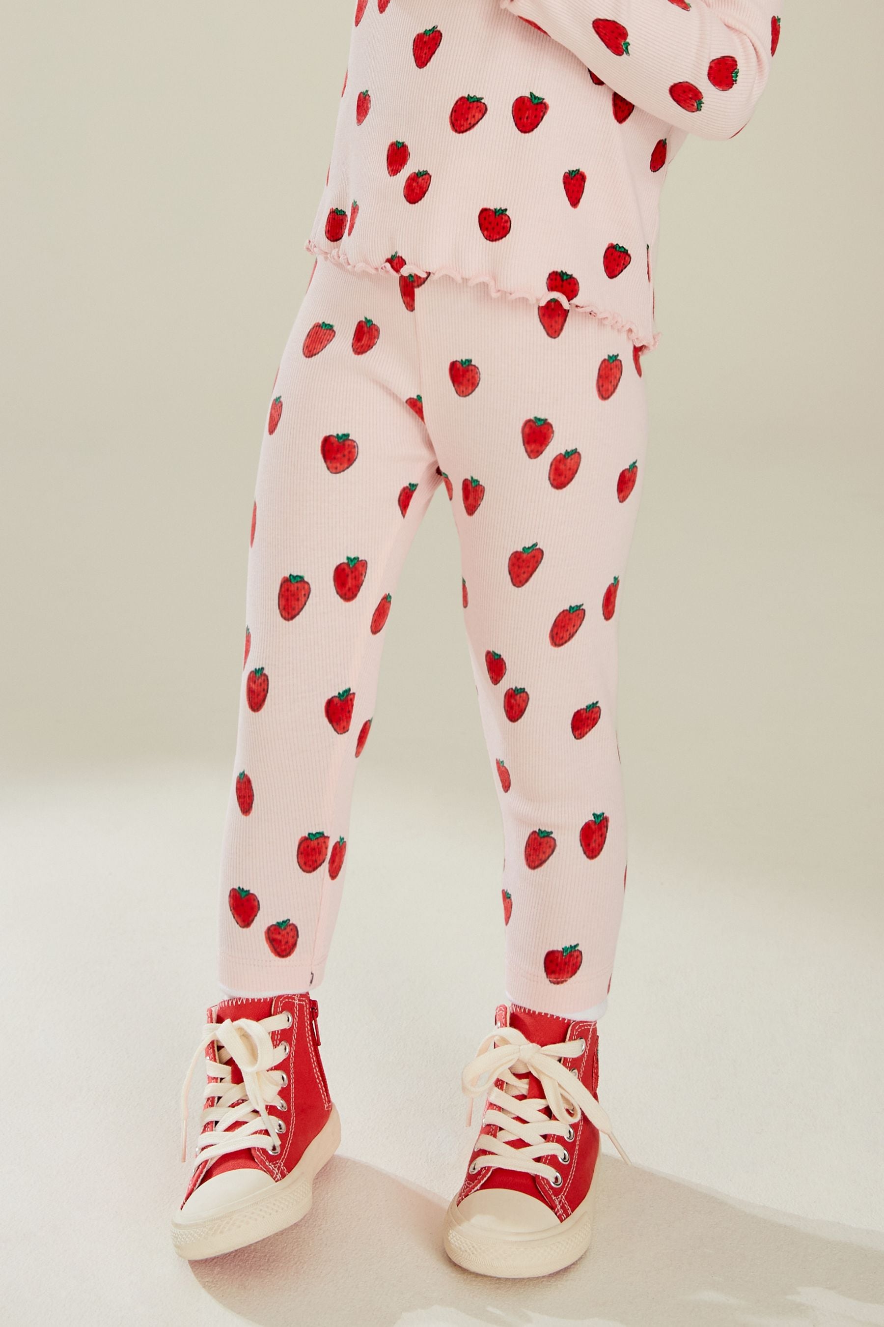 Pink Strawberry Rib Leggings (3mths-7yrs)