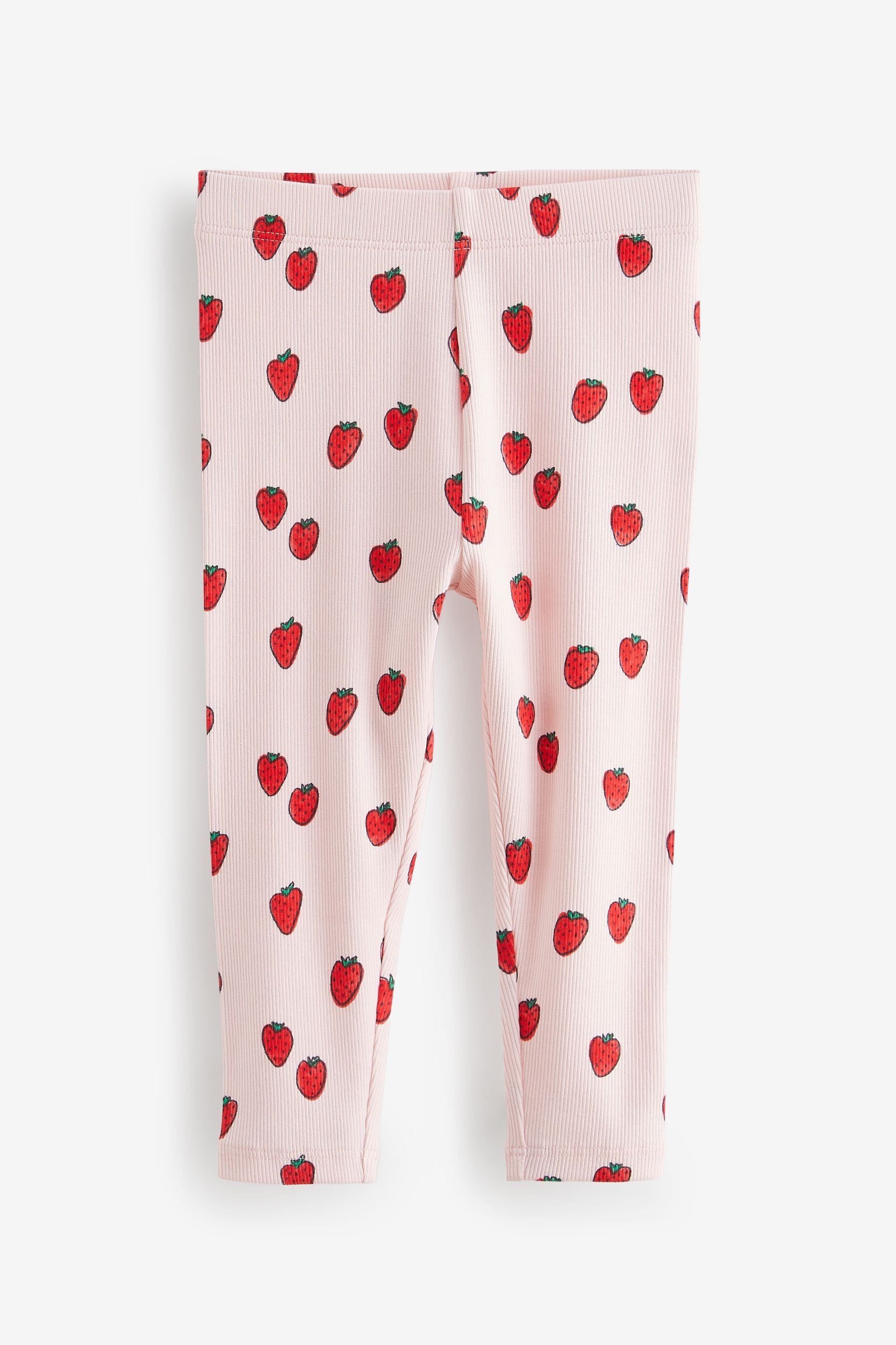 Pink Strawberry Rib Leggings (3mths-7yrs)