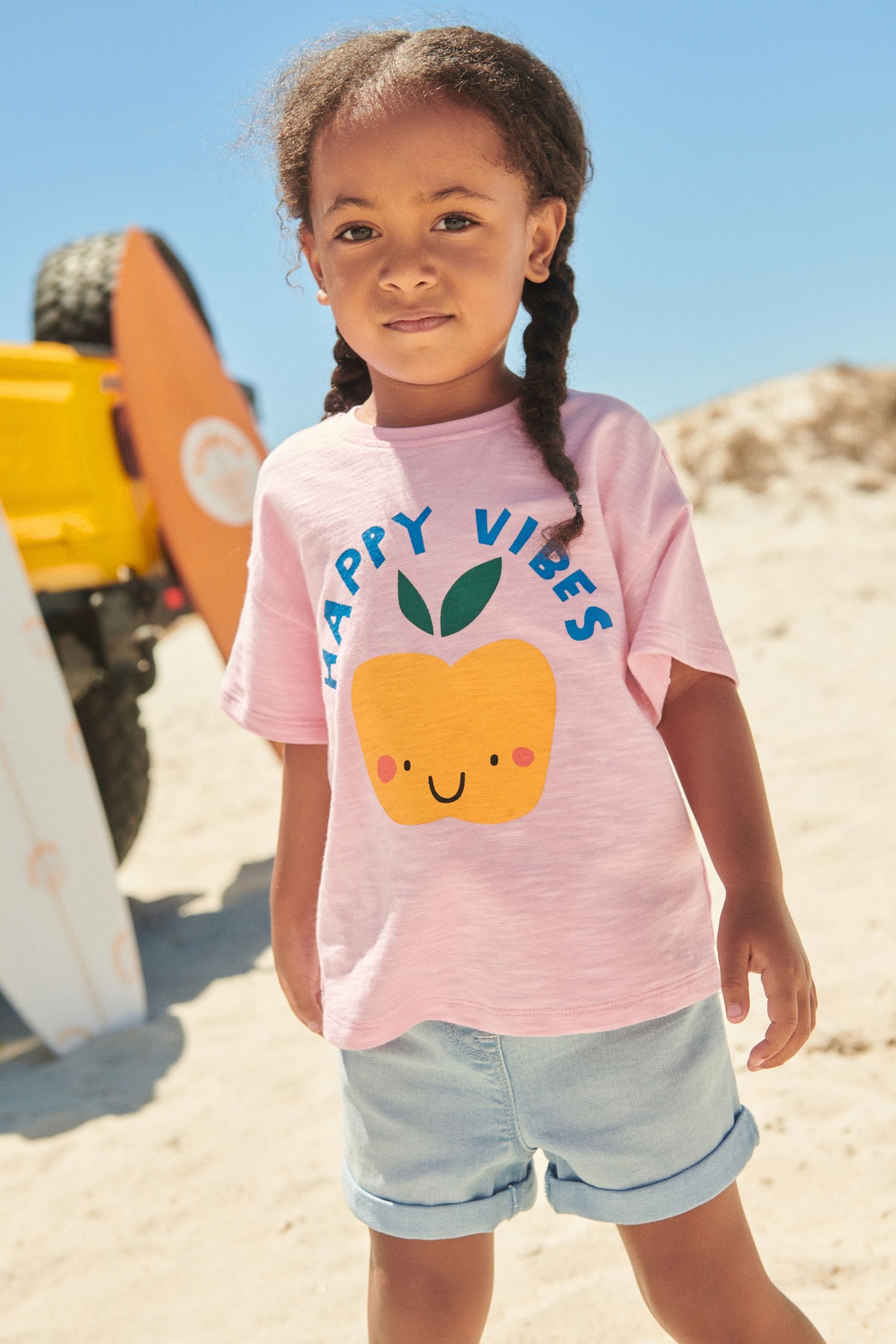 Pink Happy Vibes Short Sleeve T-Shirt (3mths-7yrs)