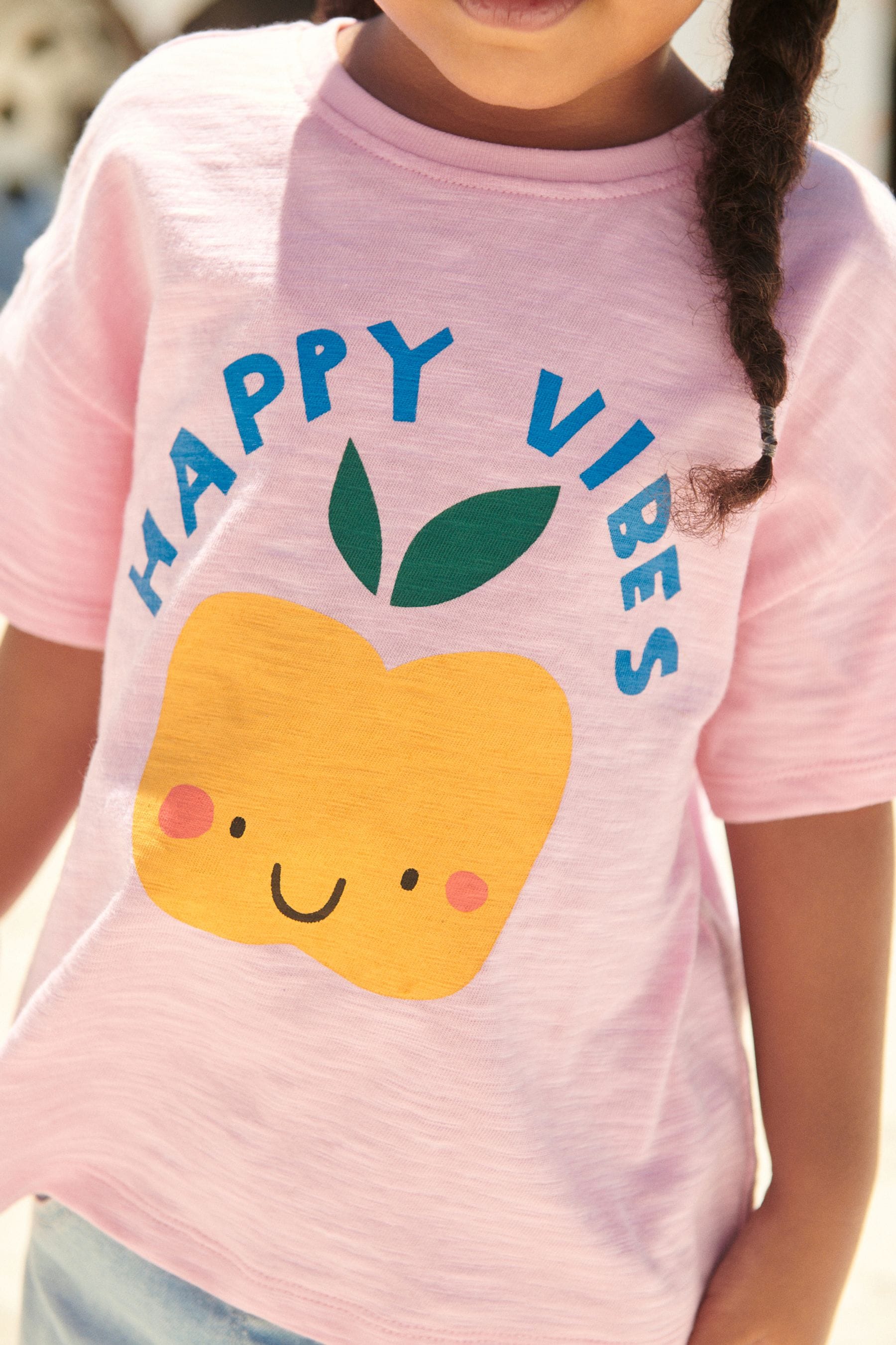 Pink Happy Vibes Short Sleeve T-Shirt (3mths-7yrs)