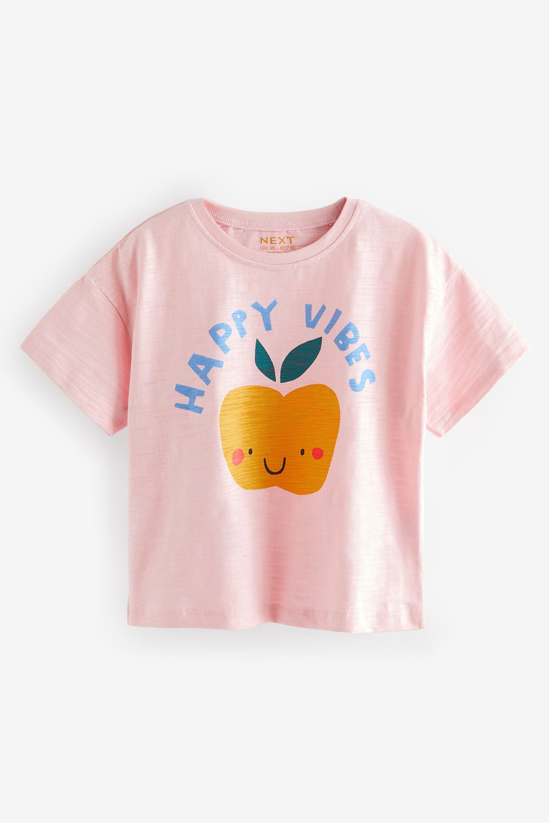 Pink Happy Vibes Short Sleeve T-Shirt (3mths-7yrs)