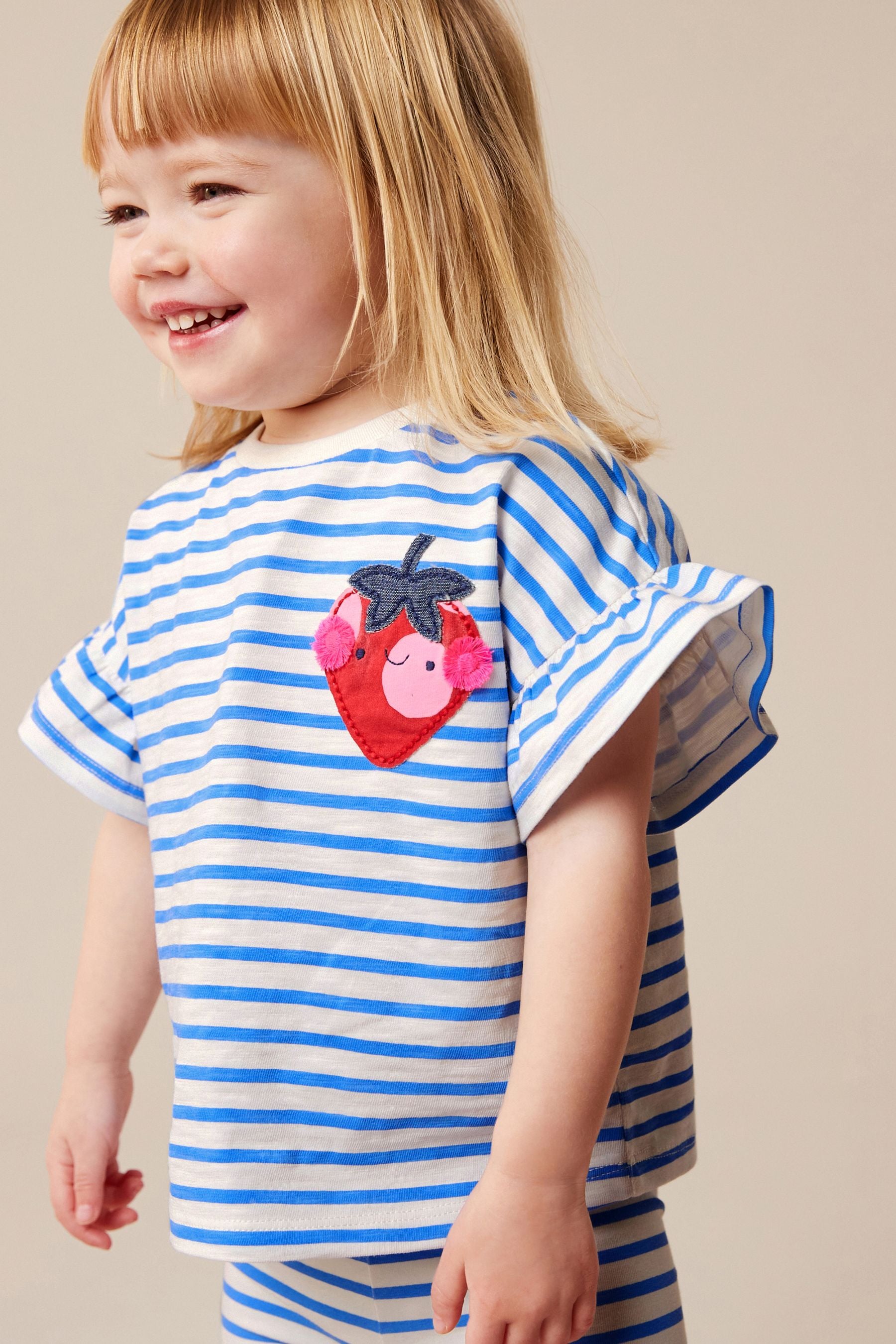 Blue Stripe Strawberry Short Sleeve T-Shirt (3mths-7yrs)