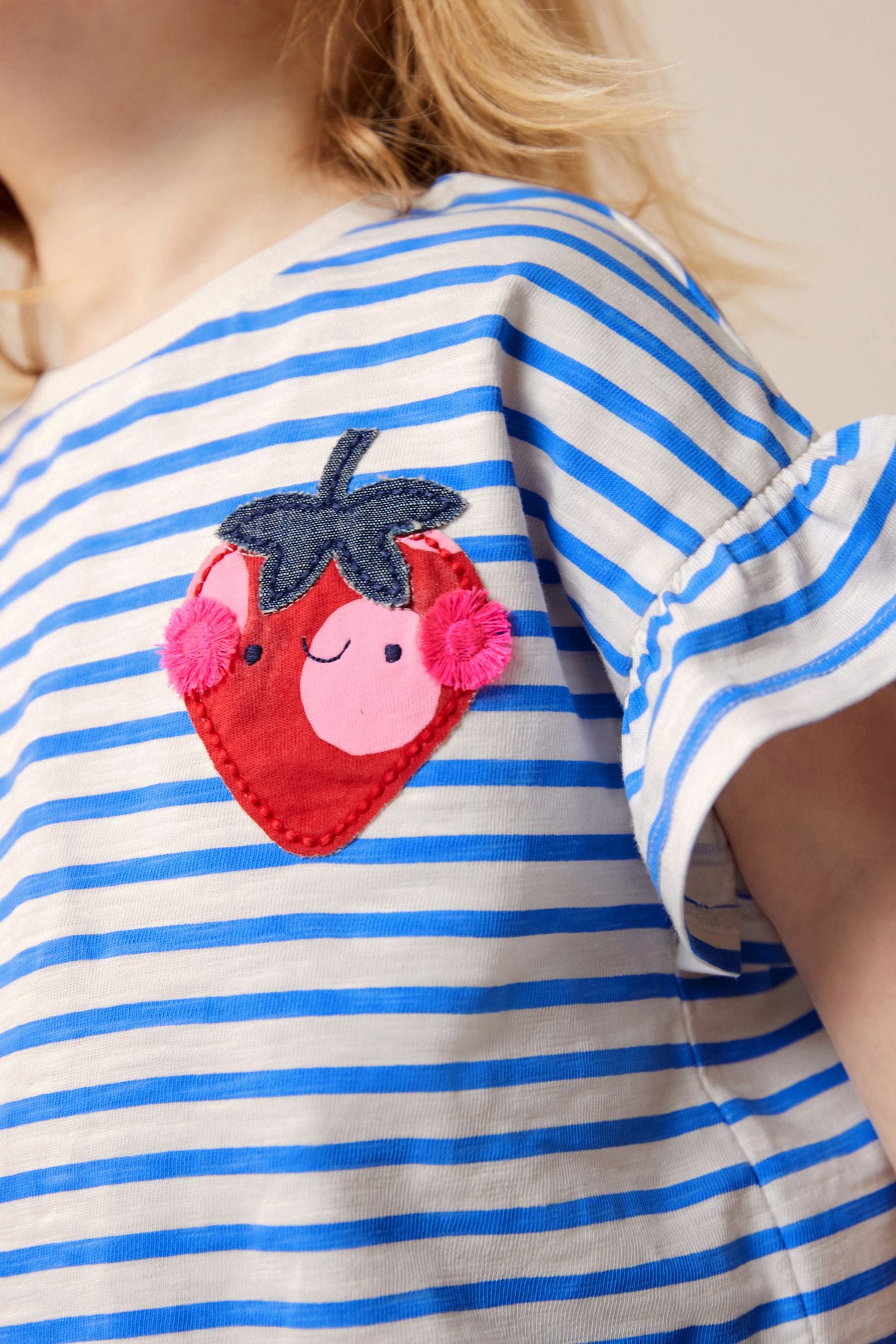 Blue Stripe Strawberry Short Sleeve T-Shirt (3mths-7yrs)