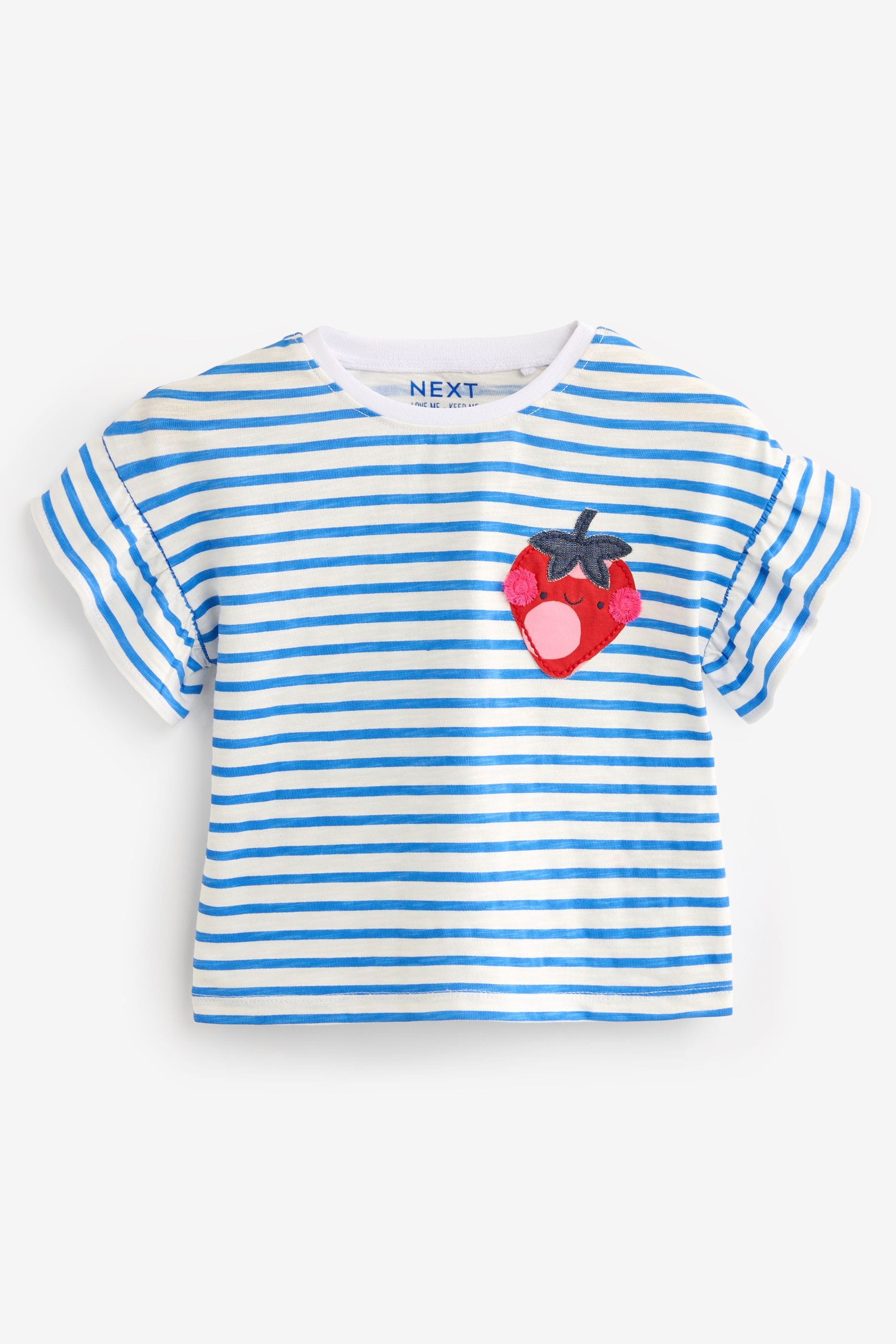 Blue Stripe Strawberry Short Sleeve T-Shirt (3mths-7yrs)