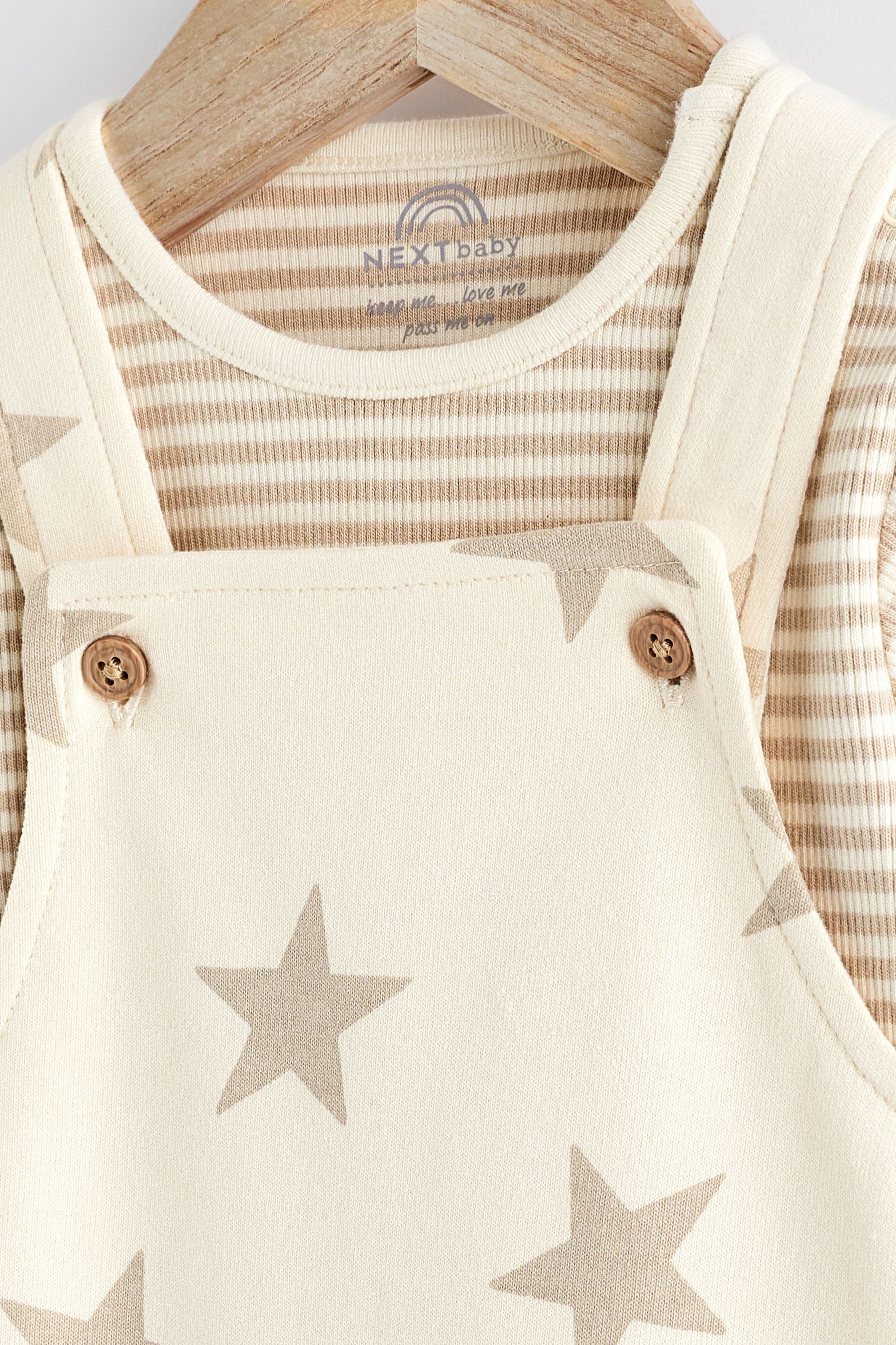 Neutral Star Baby Jersey Dungarees and Bodysuit Set (0mths-2yrs)