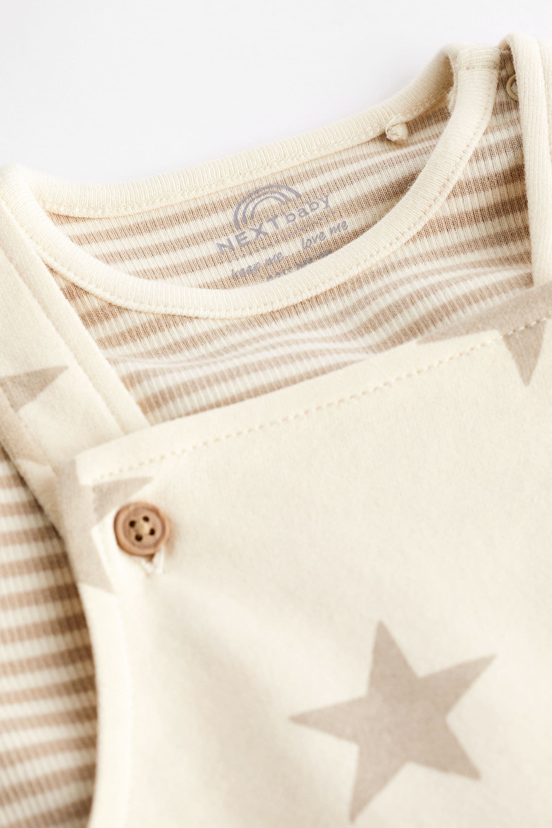 Neutral Star Baby Jersey Dungarees and Bodysuit Set (0mths-2yrs)