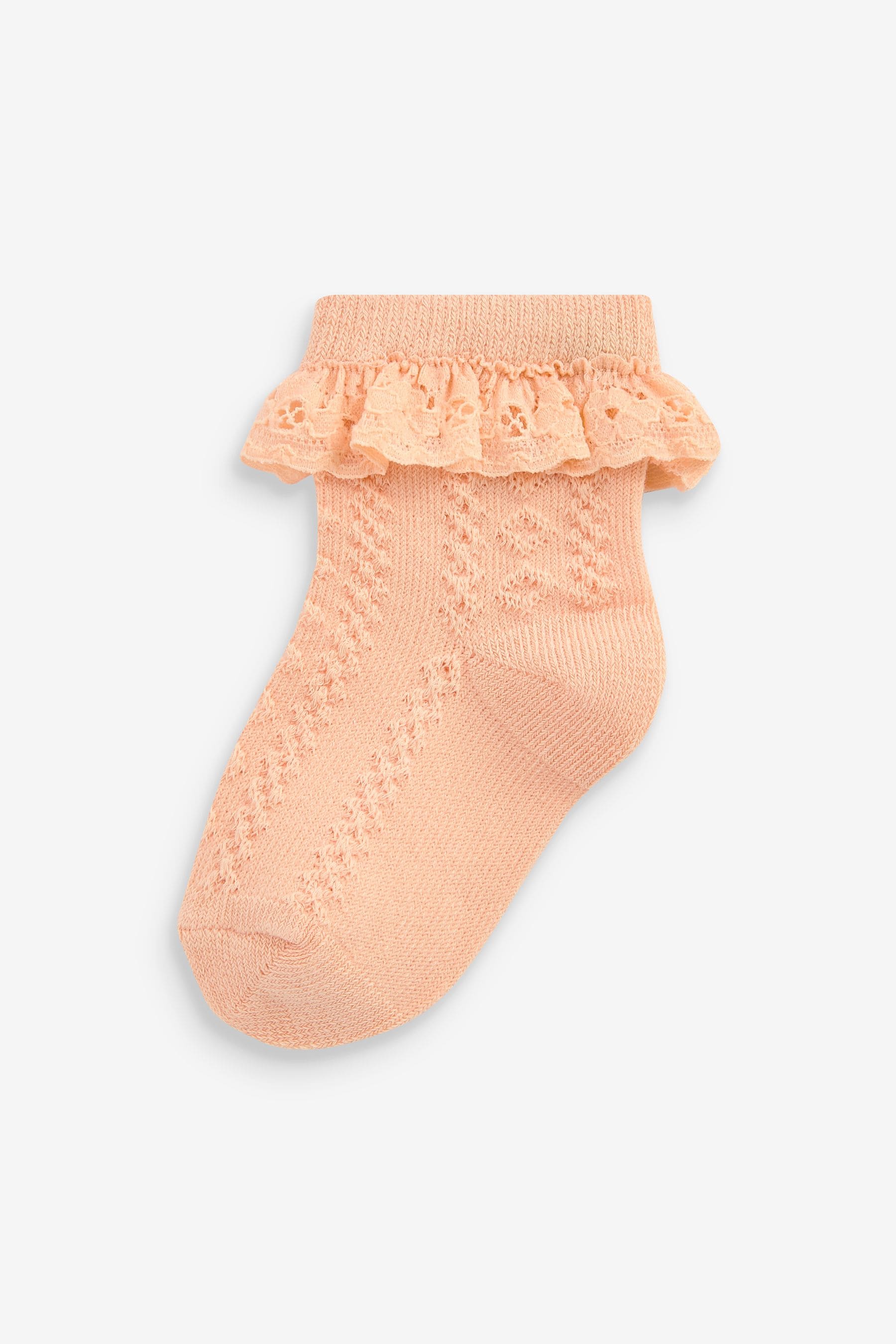 Green/Orange Lace Trim Baby Socks 3 Pack (0mths-2yrs)