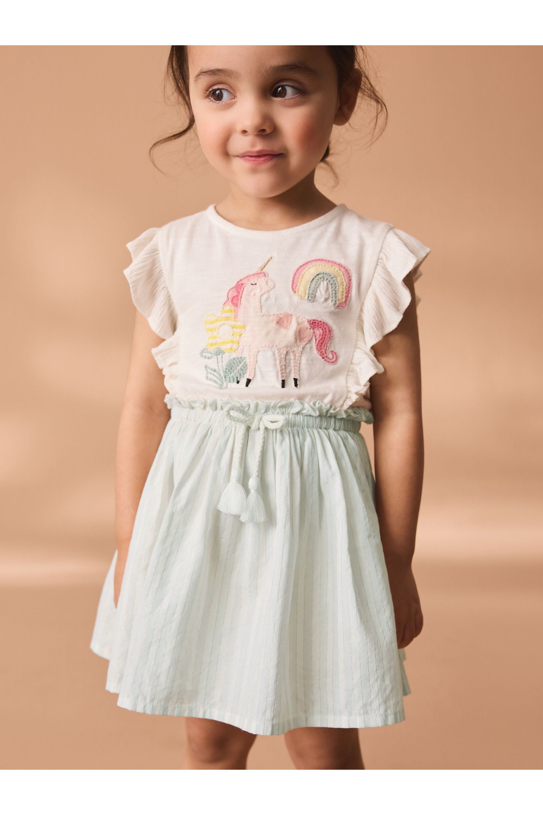 Blue Unicorn Frill Dress (3mths-7yrs)