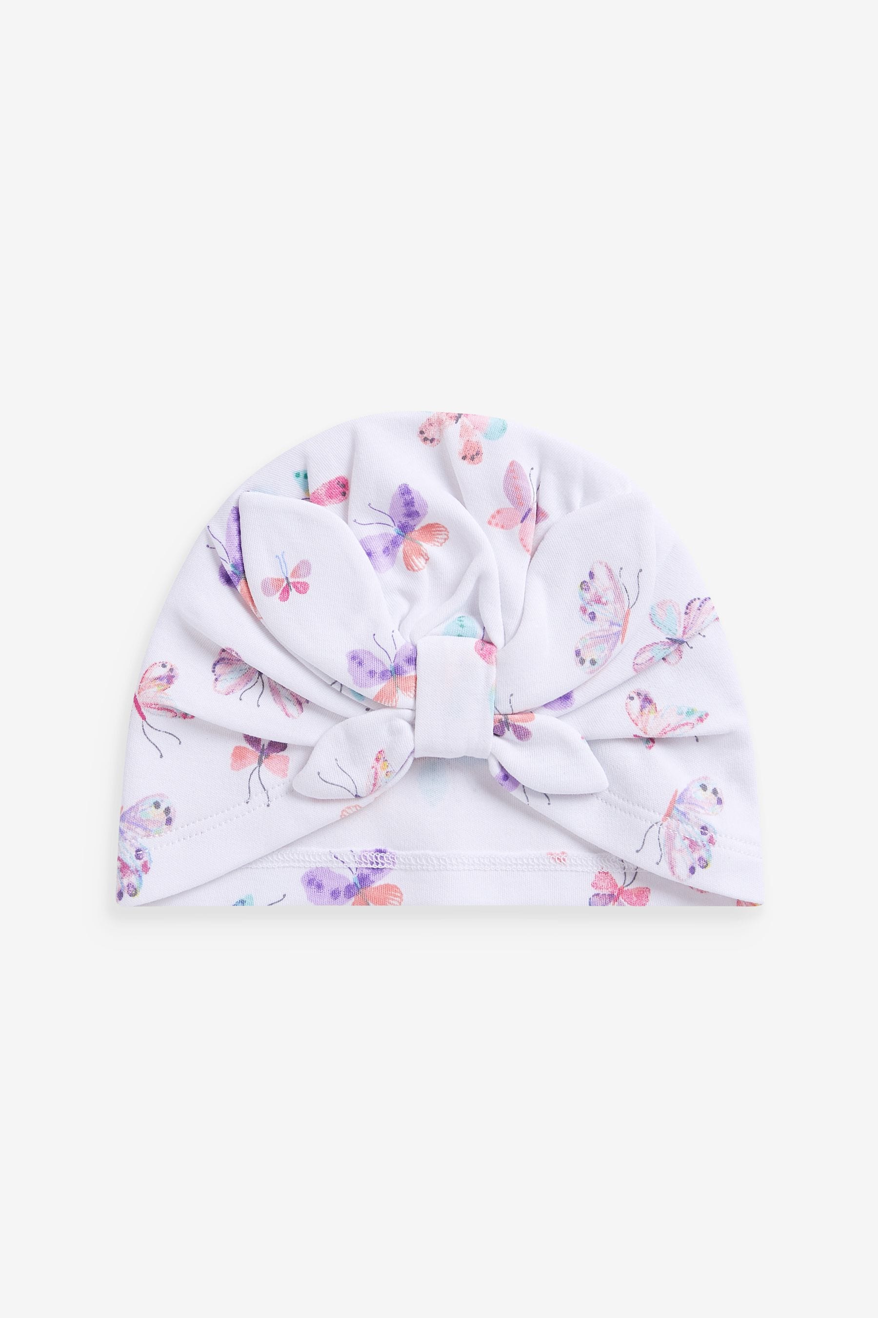 Lilac/Ecru Baby Turban 100% Cotton Hats 2 Pack (0-18mths)