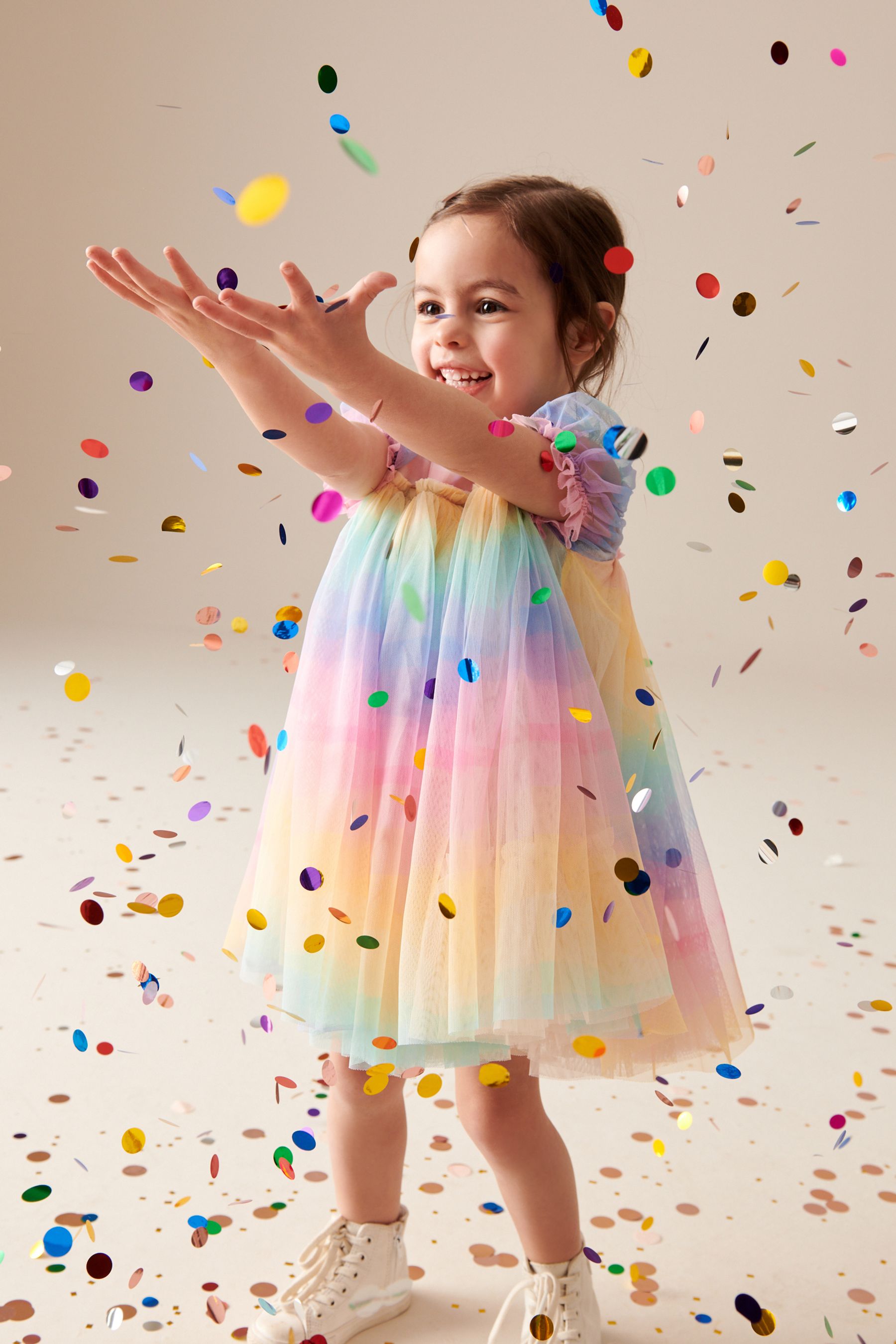 Multi Rainbow Mesh Dress (3mths-7yrs)