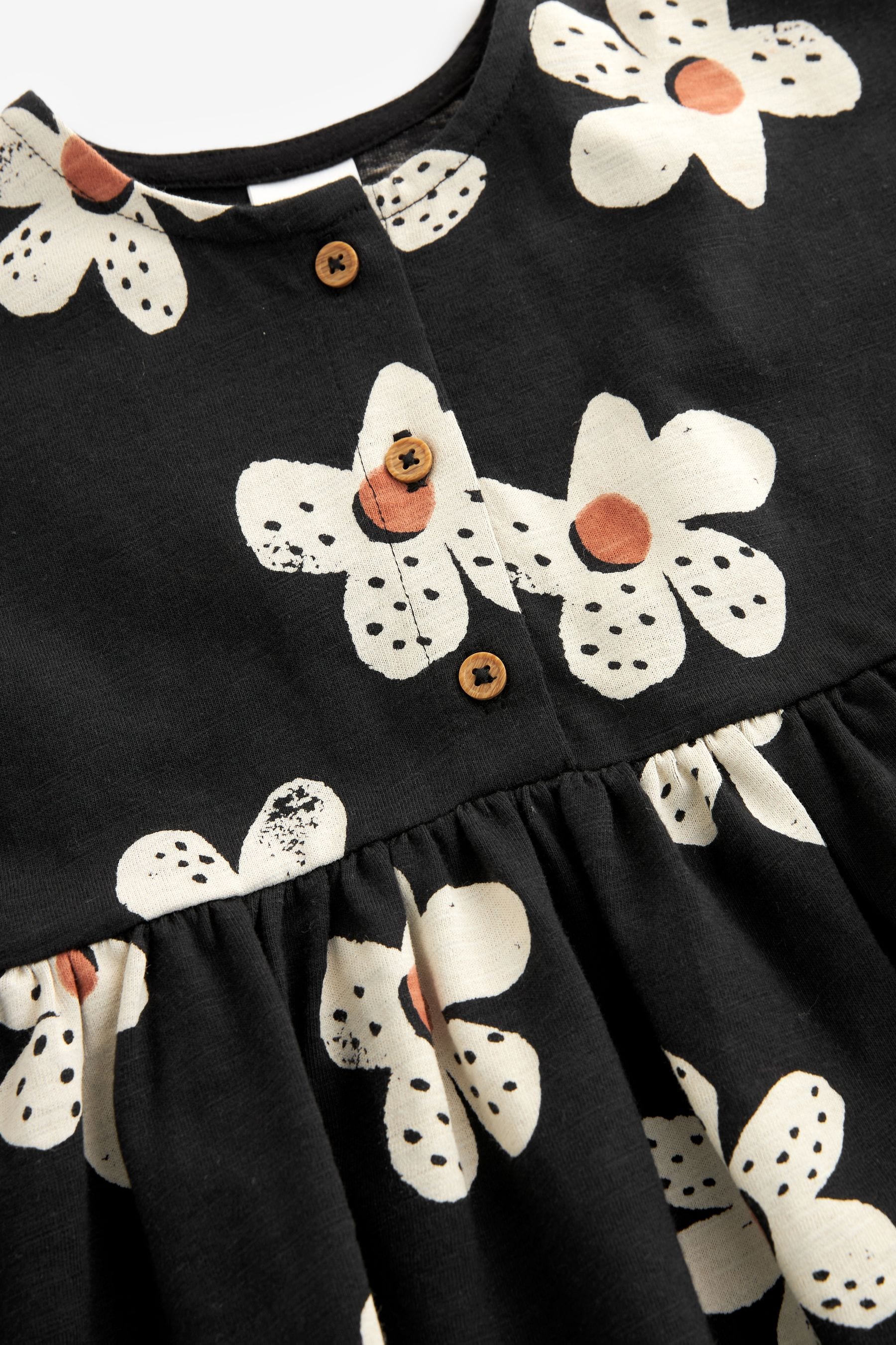 Black & White Short Sleeve Jersey Dress (3mths-7yrs)