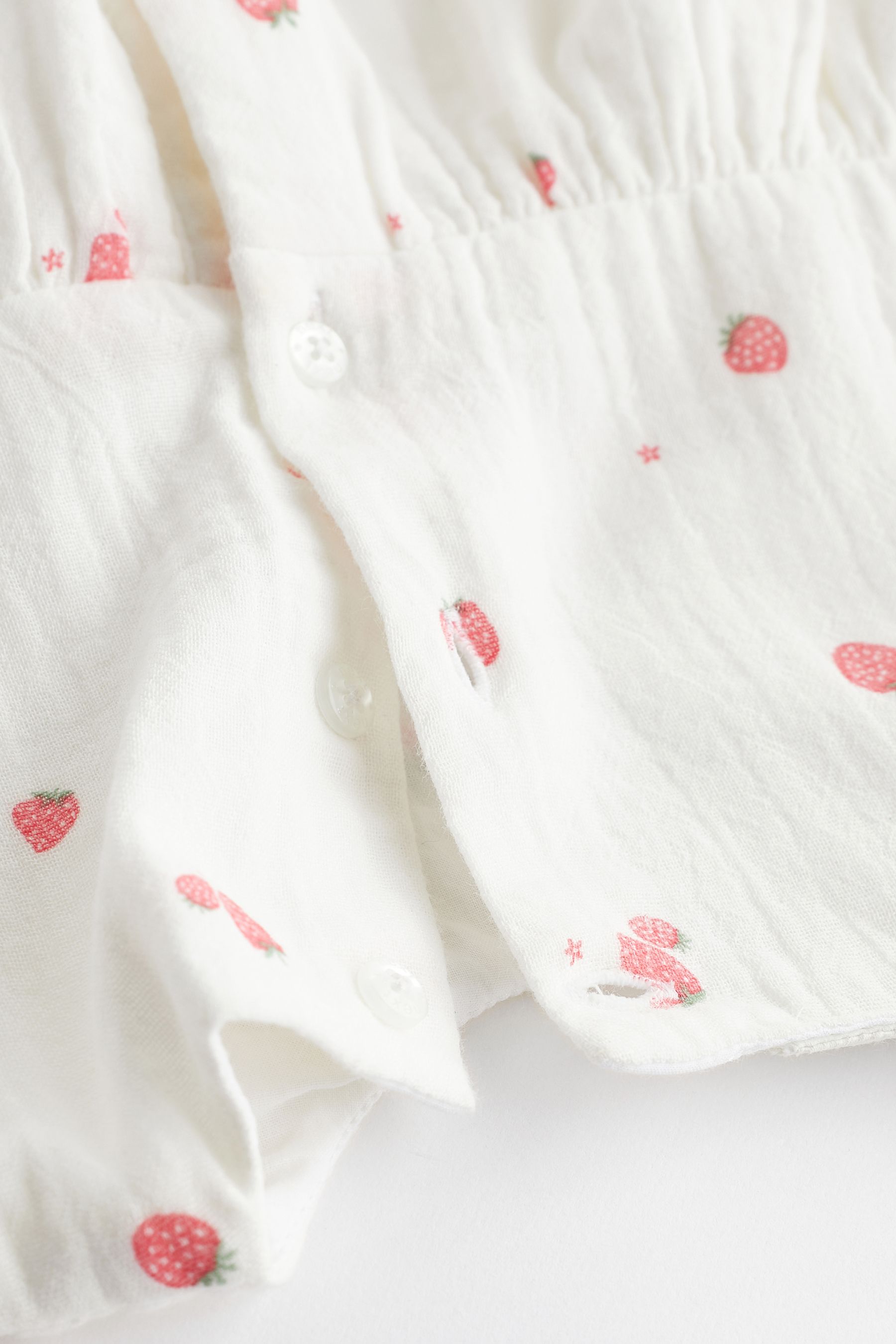 White Embroidered Strawberries Bloomer Romper (0mths-2yrs)