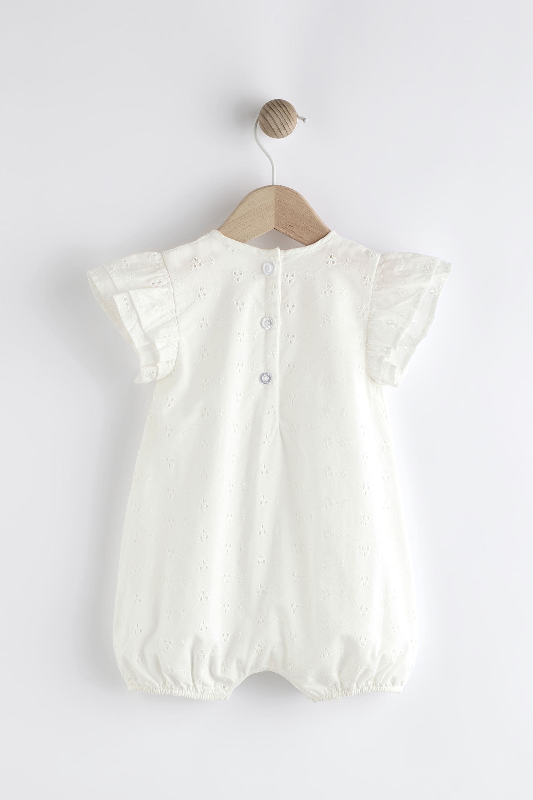 White Broderie Baby Wrap Romper (0mths-3yrs)