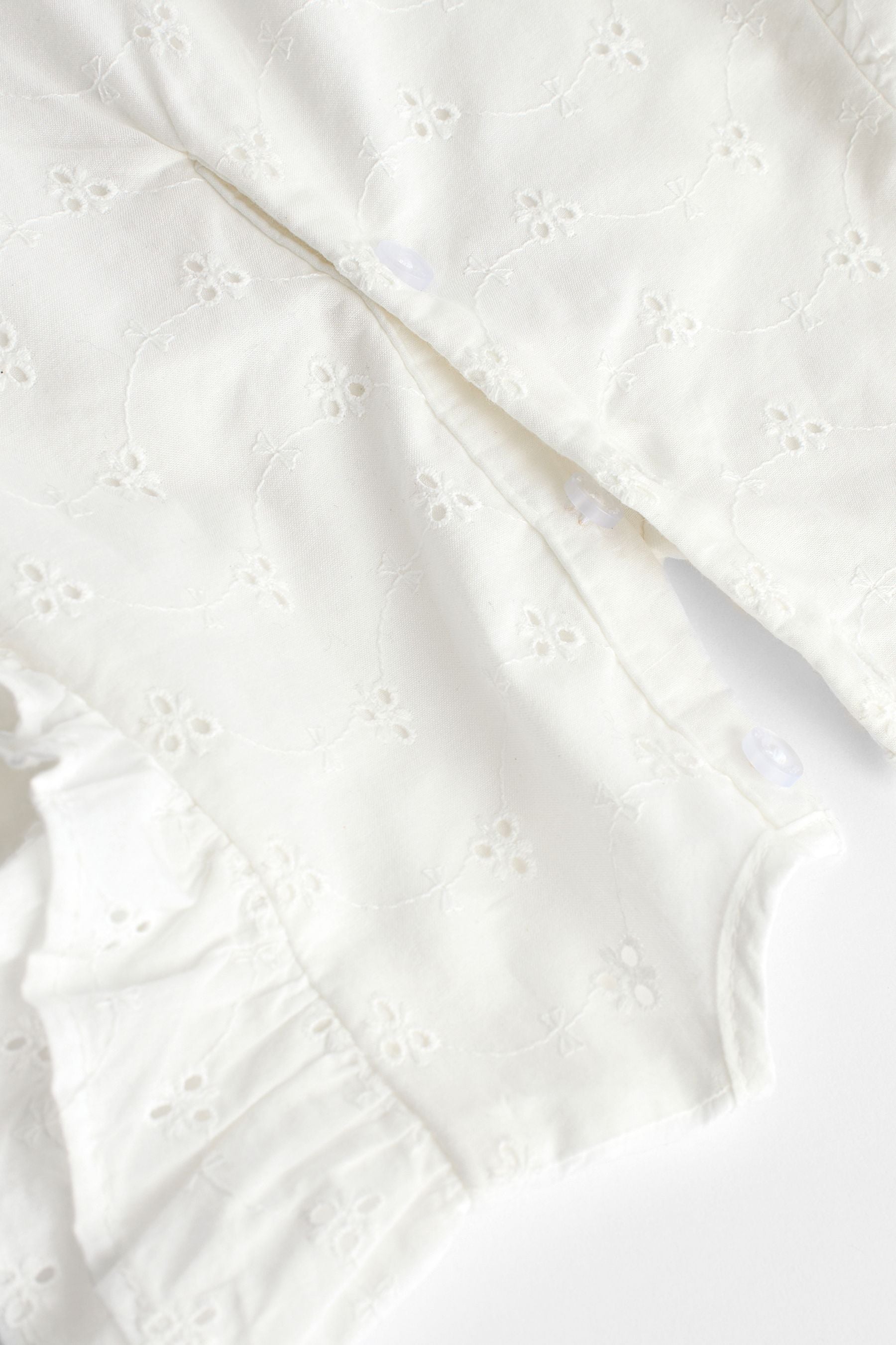 White Broderie Baby Wrap Romper (0mths-3yrs)