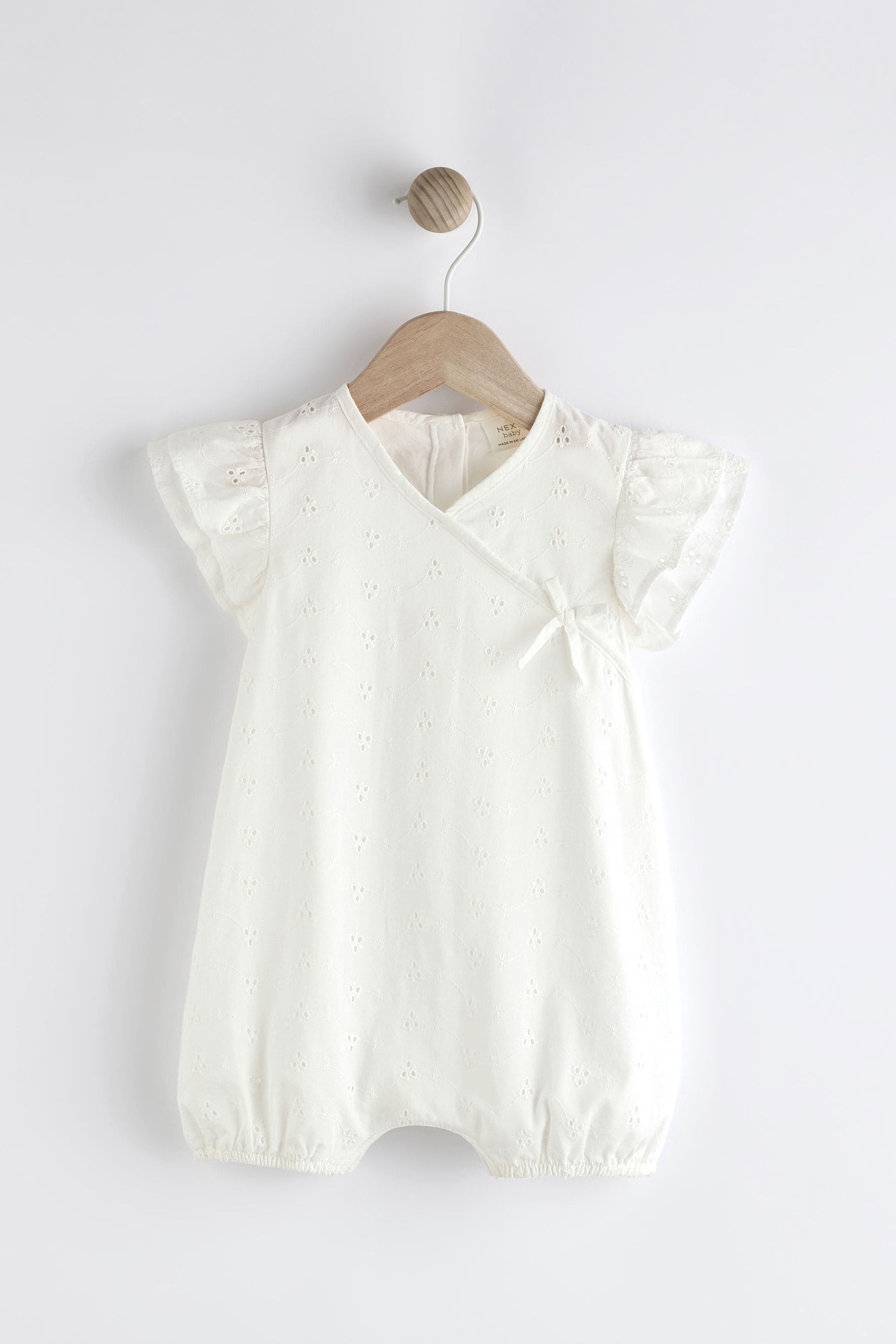 White Broderie Baby Wrap Romper (0mths-3yrs)