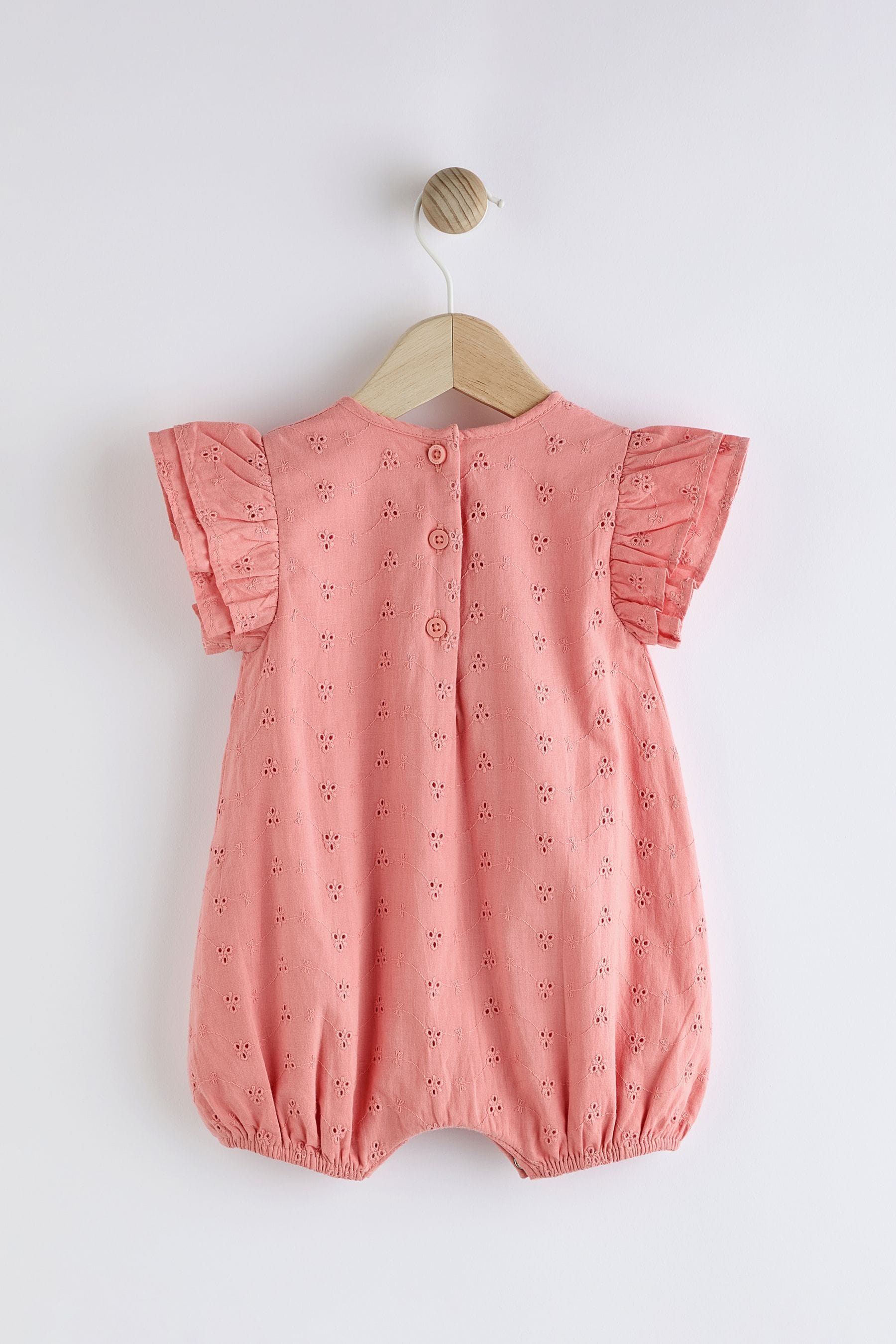 Pink Broderie Baby Wrap Romper (0mths-3yrs)