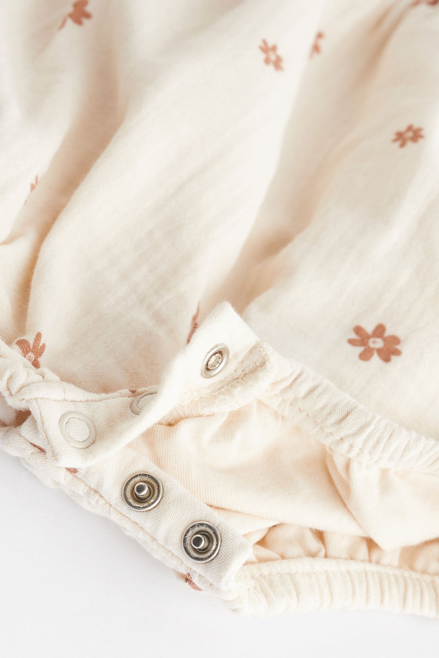 Beige Floral Embroidery Baby Bloomer Romper (0mths-3yrs)