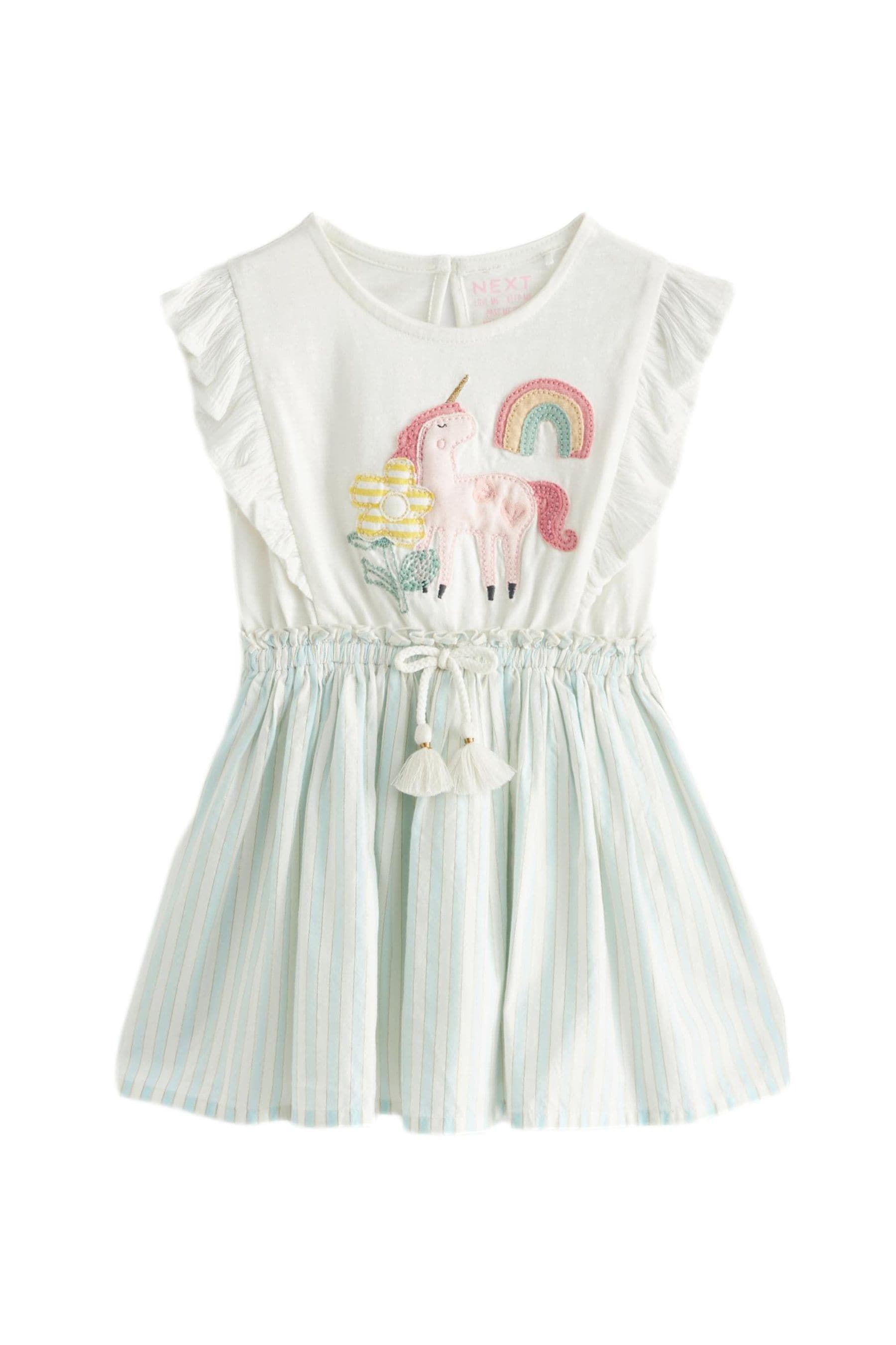 Blue Unicorn Frill Dress (3mths-7yrs)