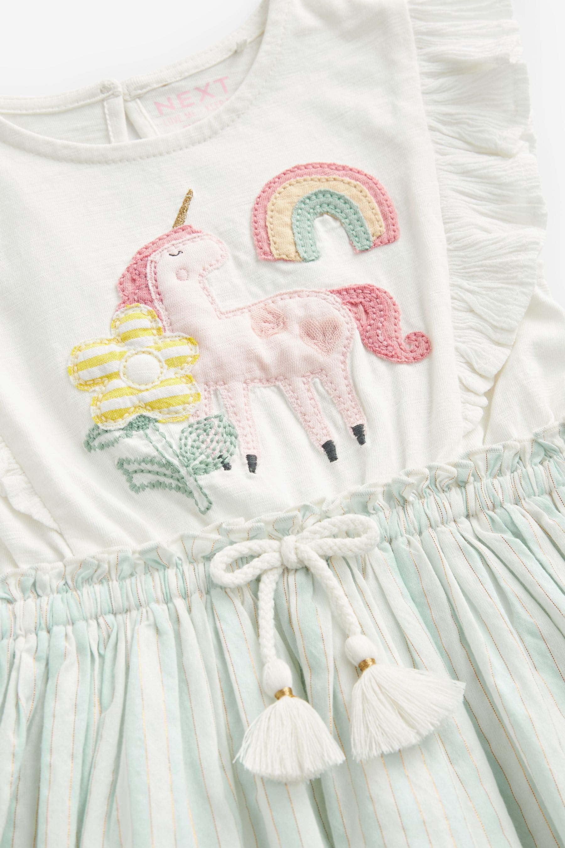 Blue Unicorn Frill Dress (3mths-7yrs)